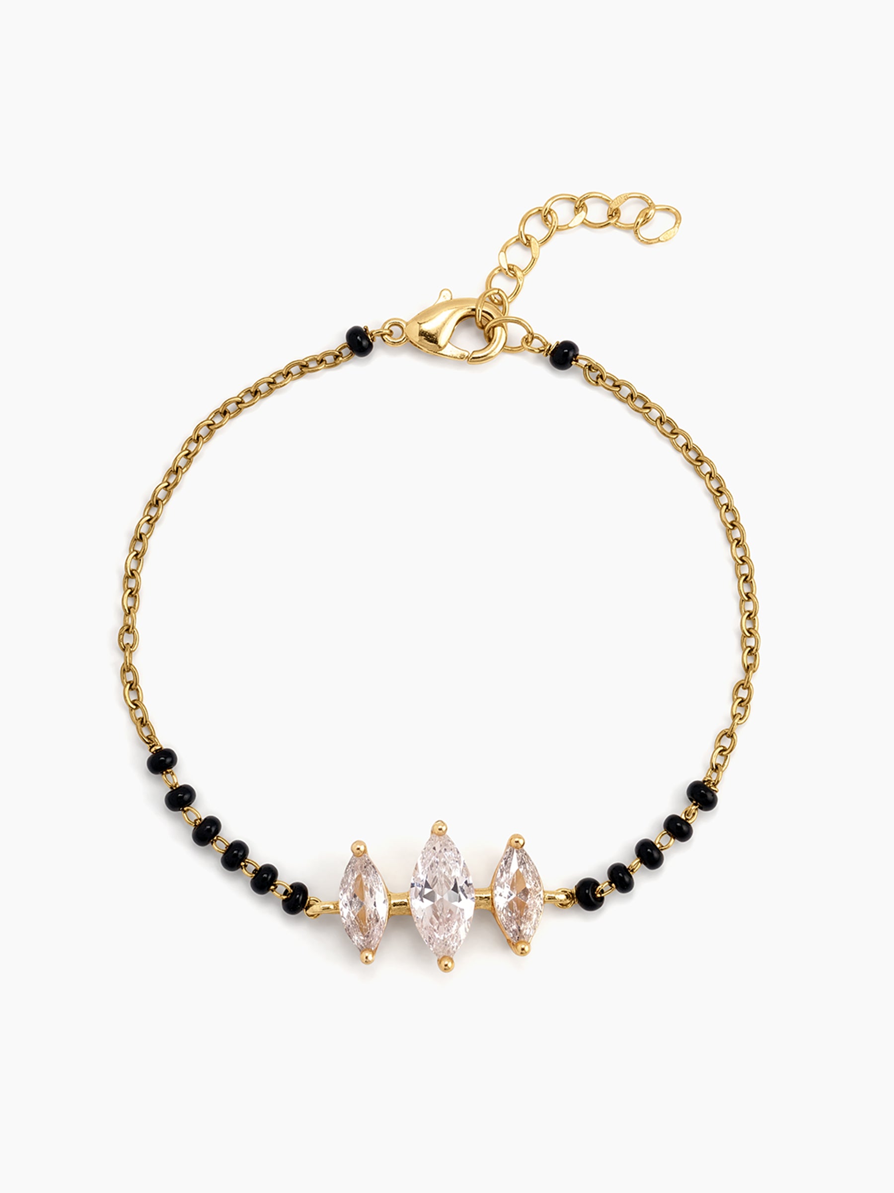 Aadhira Marquise Solitaire 18K Gold Plated Women's Mangalsutra Bracelets