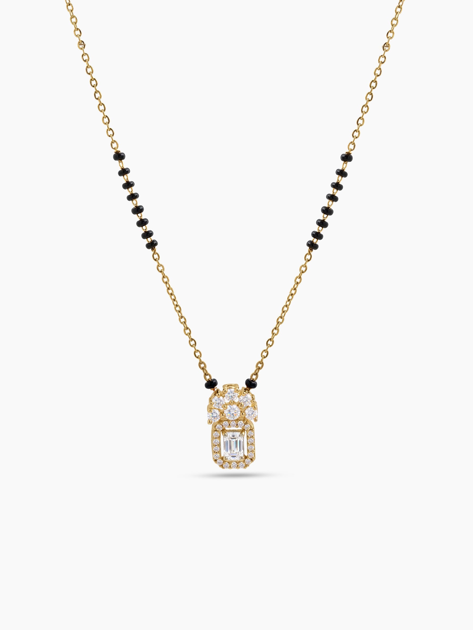 Aksha Noor Diamond Solitaire 18K Gold Plated Women's Chain Pendant Mangalsutra Necklace