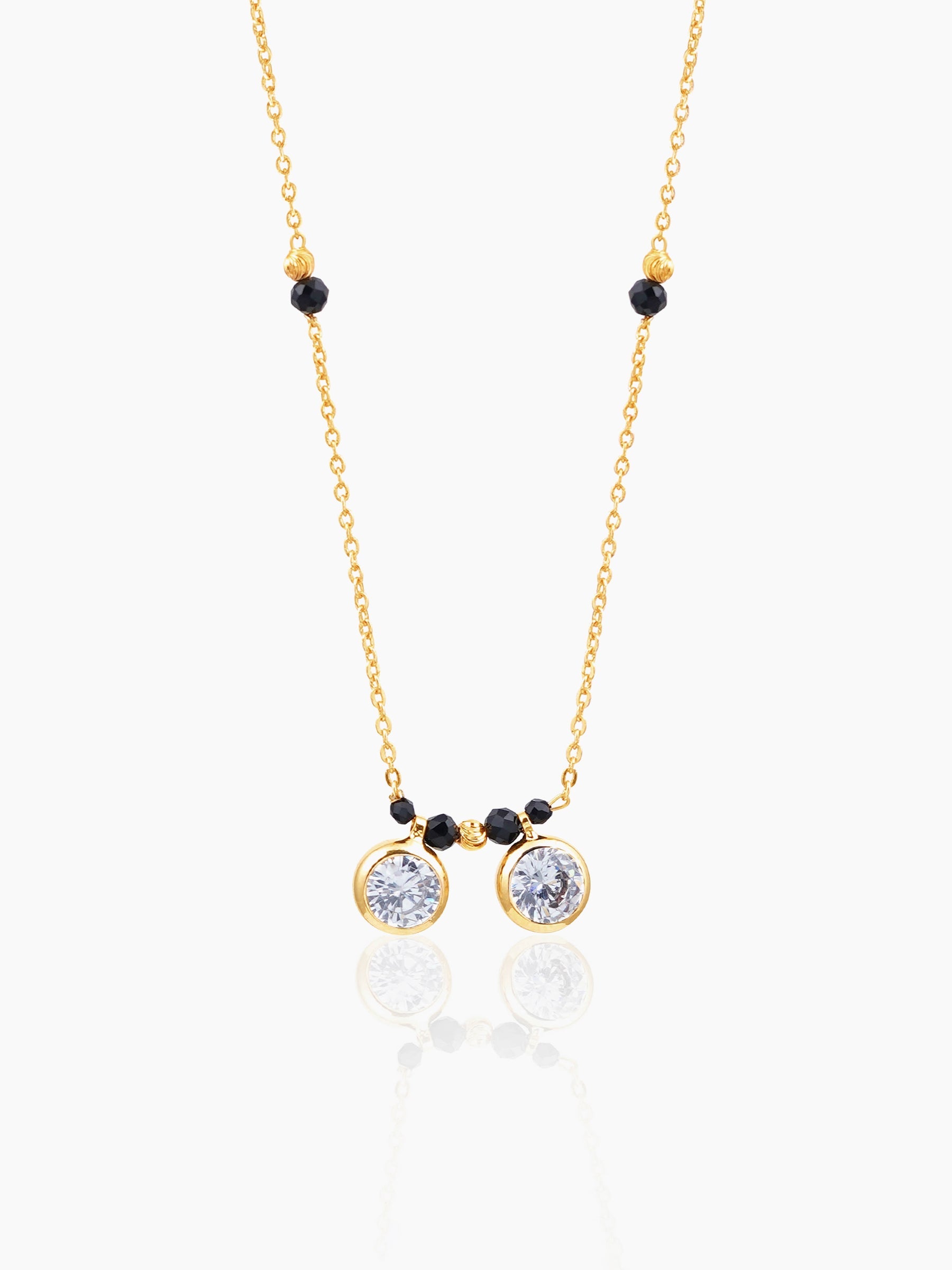 Amira Two Bezel Solitaire Radiant Bond 18K Gold Plated Mangalsutra