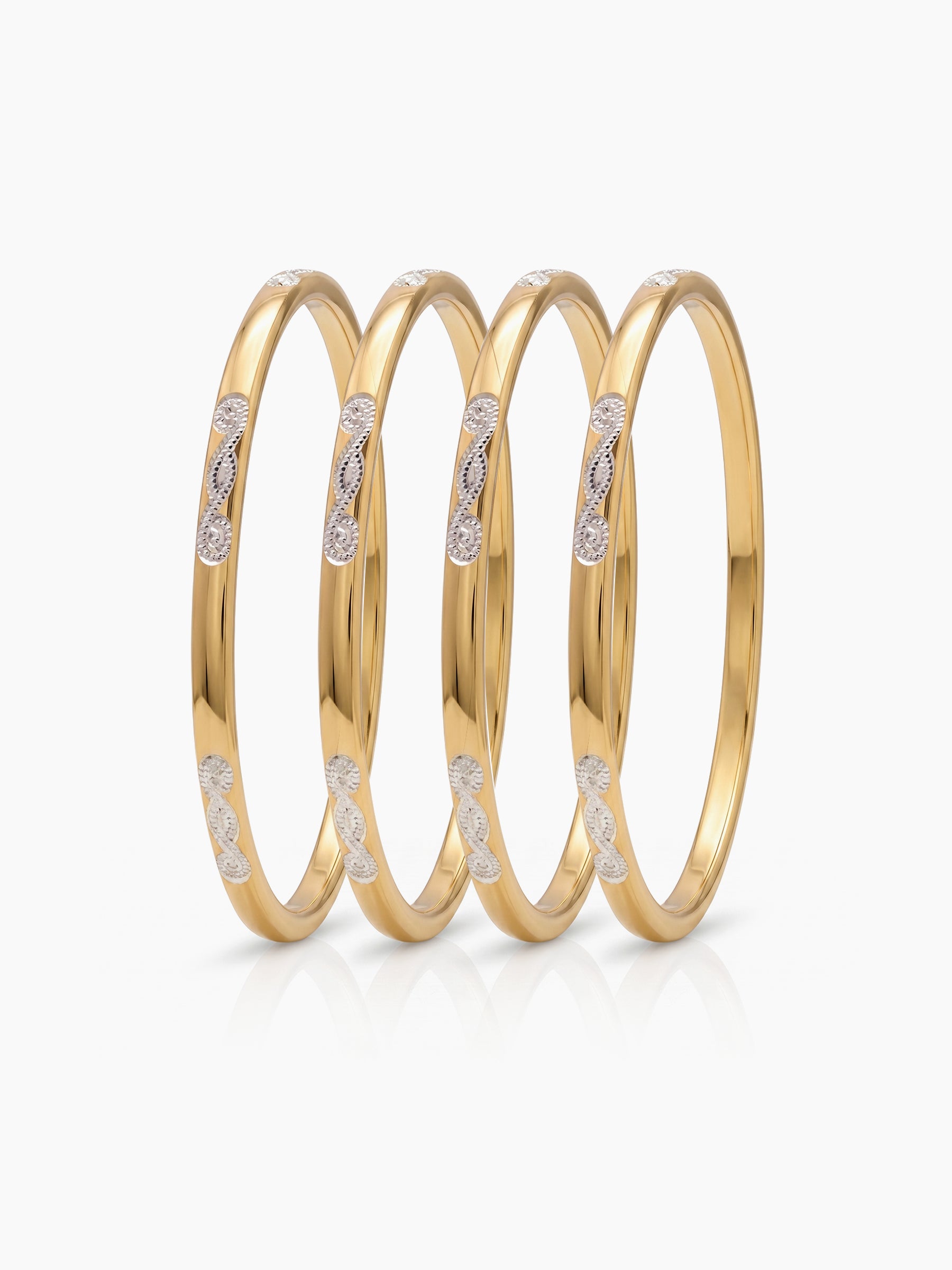 Anandi Diamond Gold Set of 2 Women's 2/4, 2/6, 2/8 Bangles