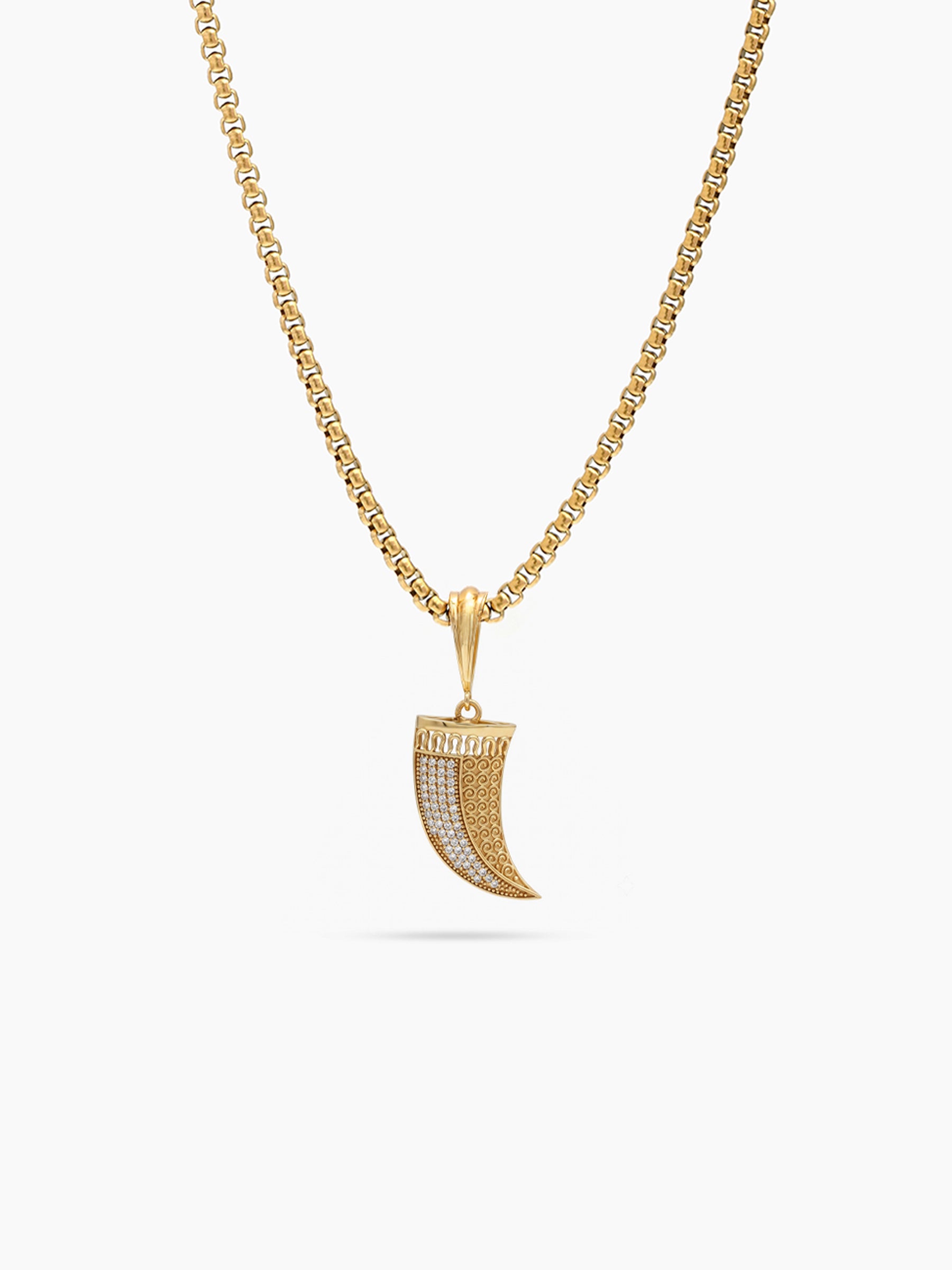 Arnit Lion Nail Diamond Gold Men's Chain Pendant Necklaces