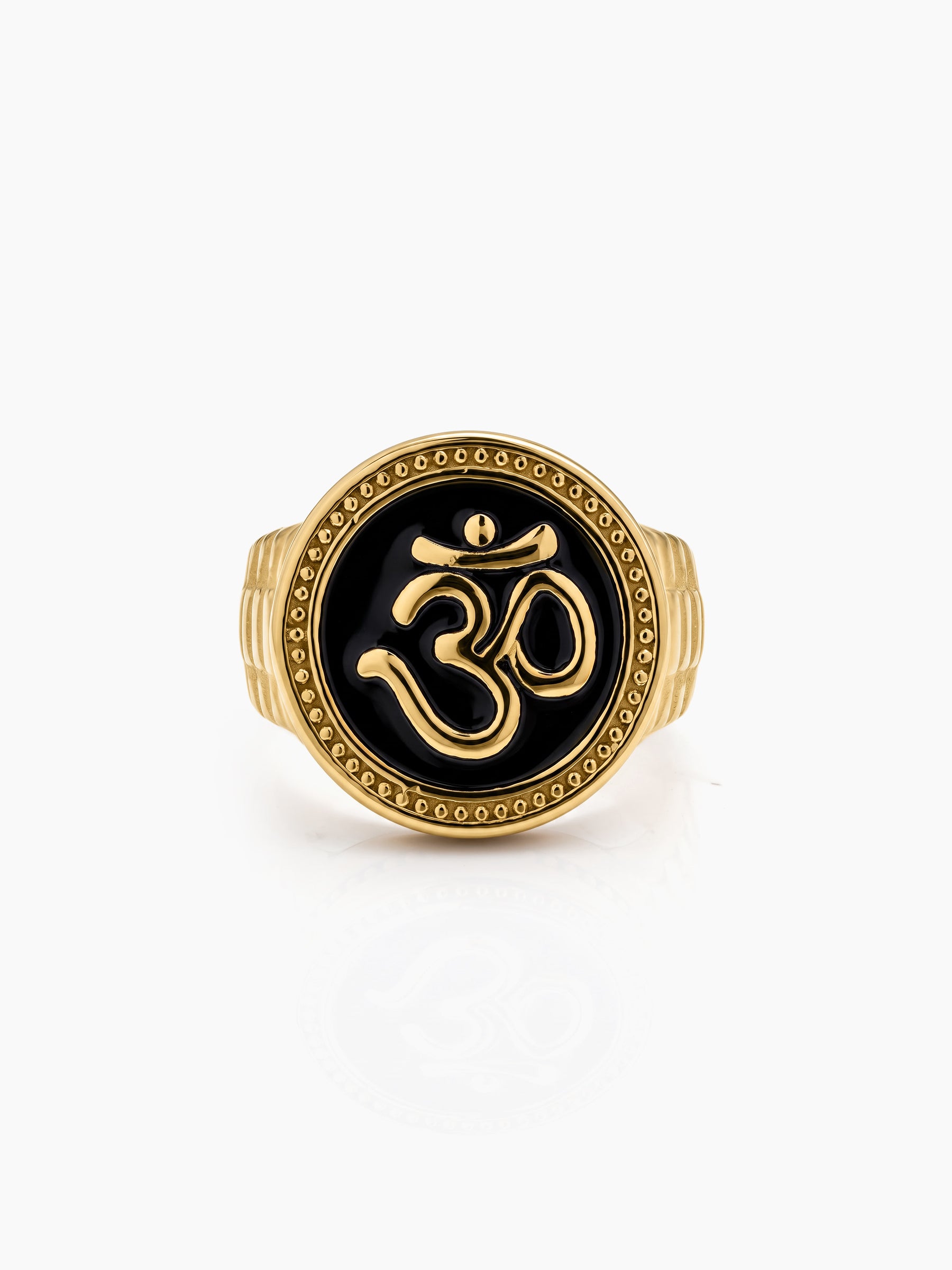 Atharv Black Om Gold Men's Rings