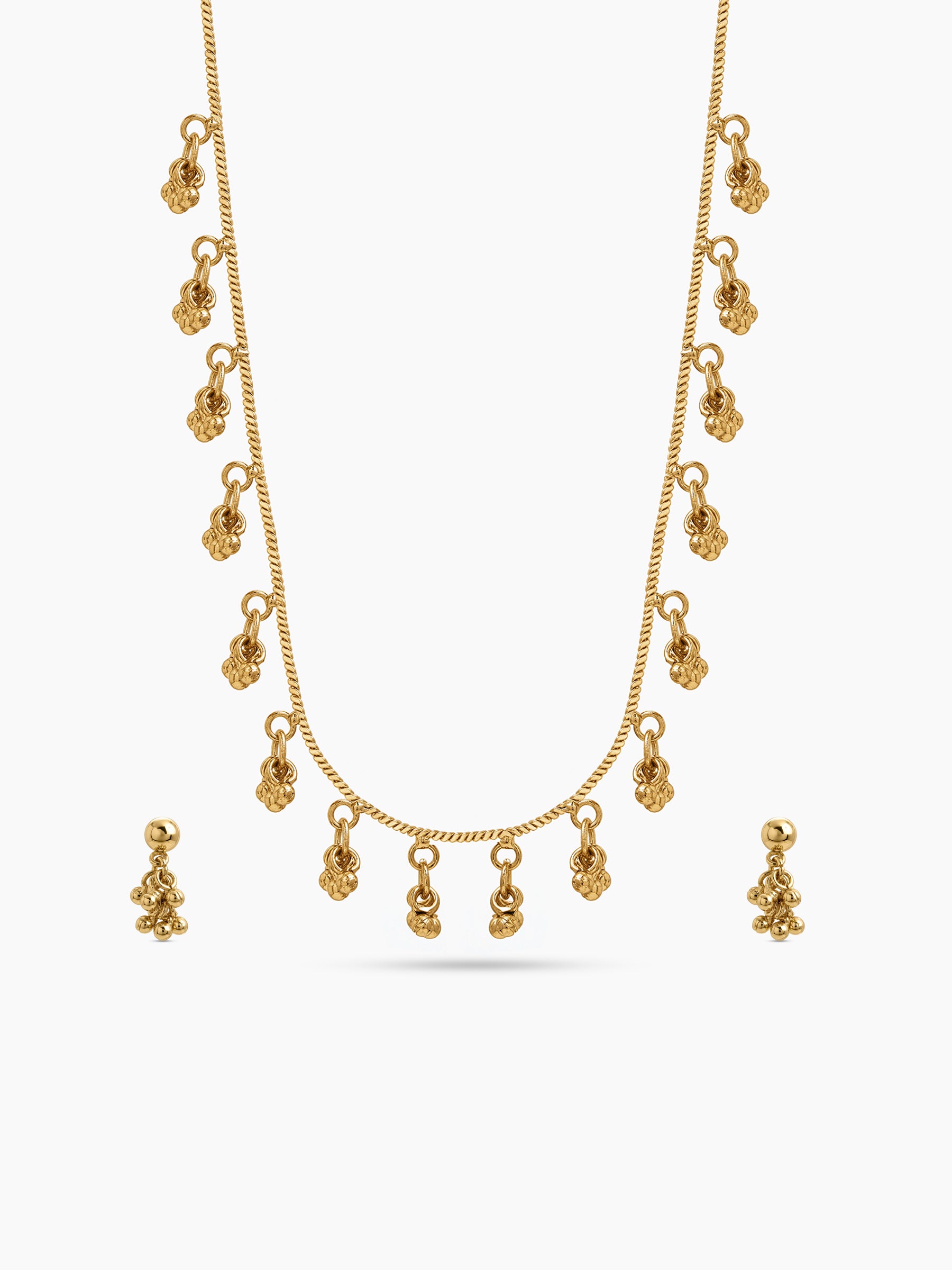 Gauri Bead Charms Gold Women's Jewelry Set Of 2 - Necklace & Earrings