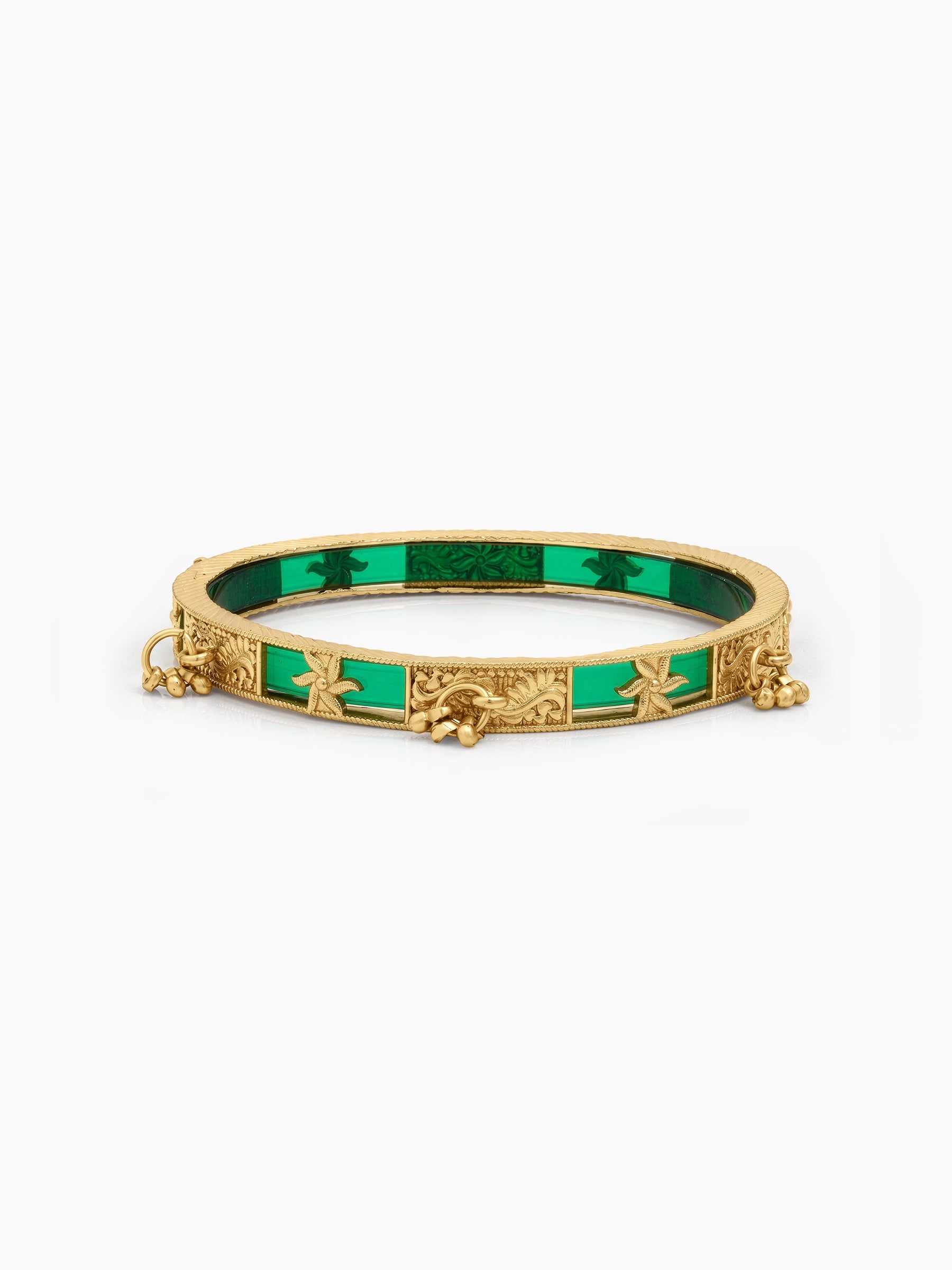 Harita Green Meenakari Charm Gold Set Of 2 Women's 2/4, 2/6, 2/8 Bangles