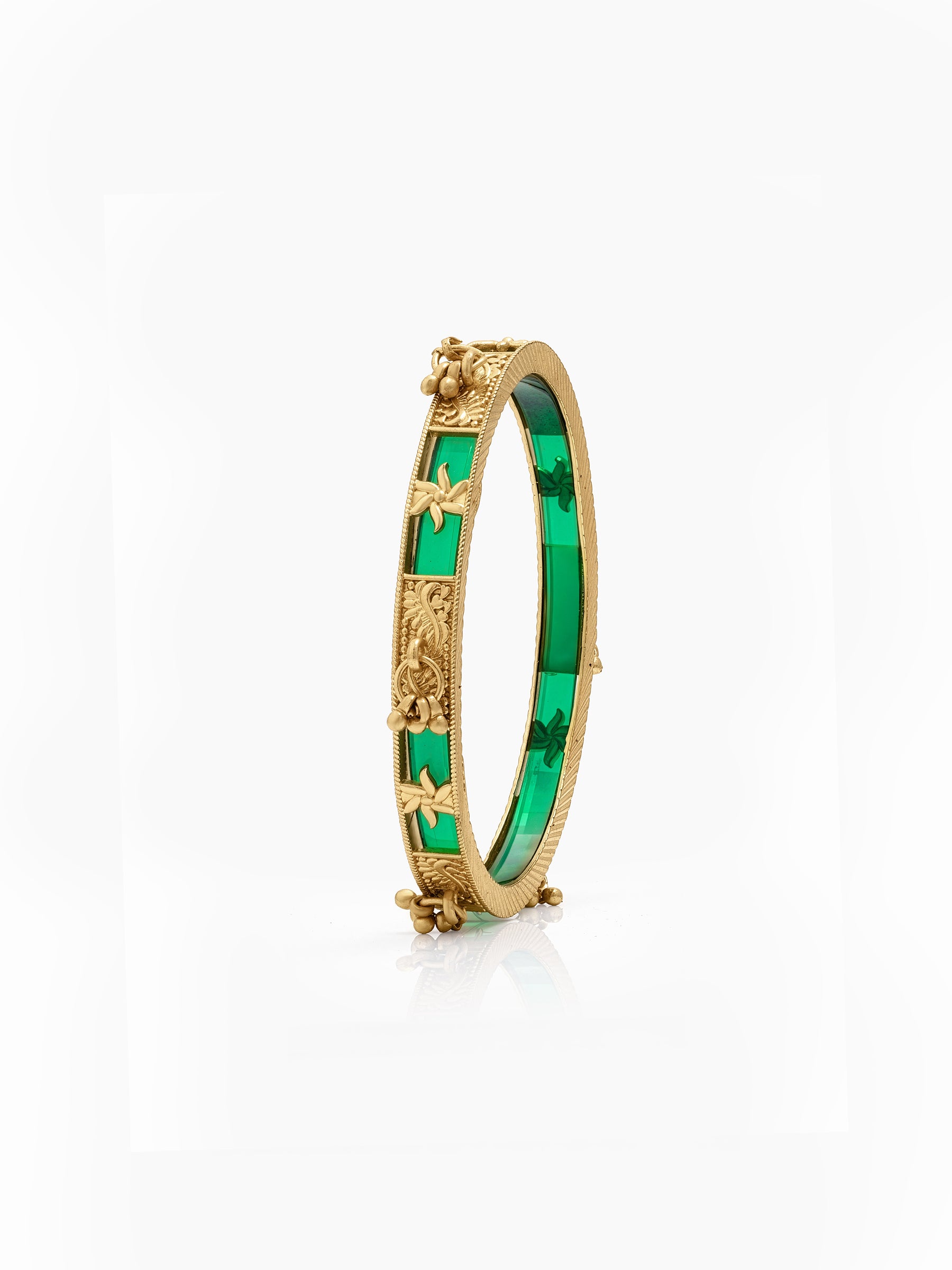 Harita Green Meenakari Charm Gold Set Of 2 Women's 2/4, 2/6, 2/8 Bangles