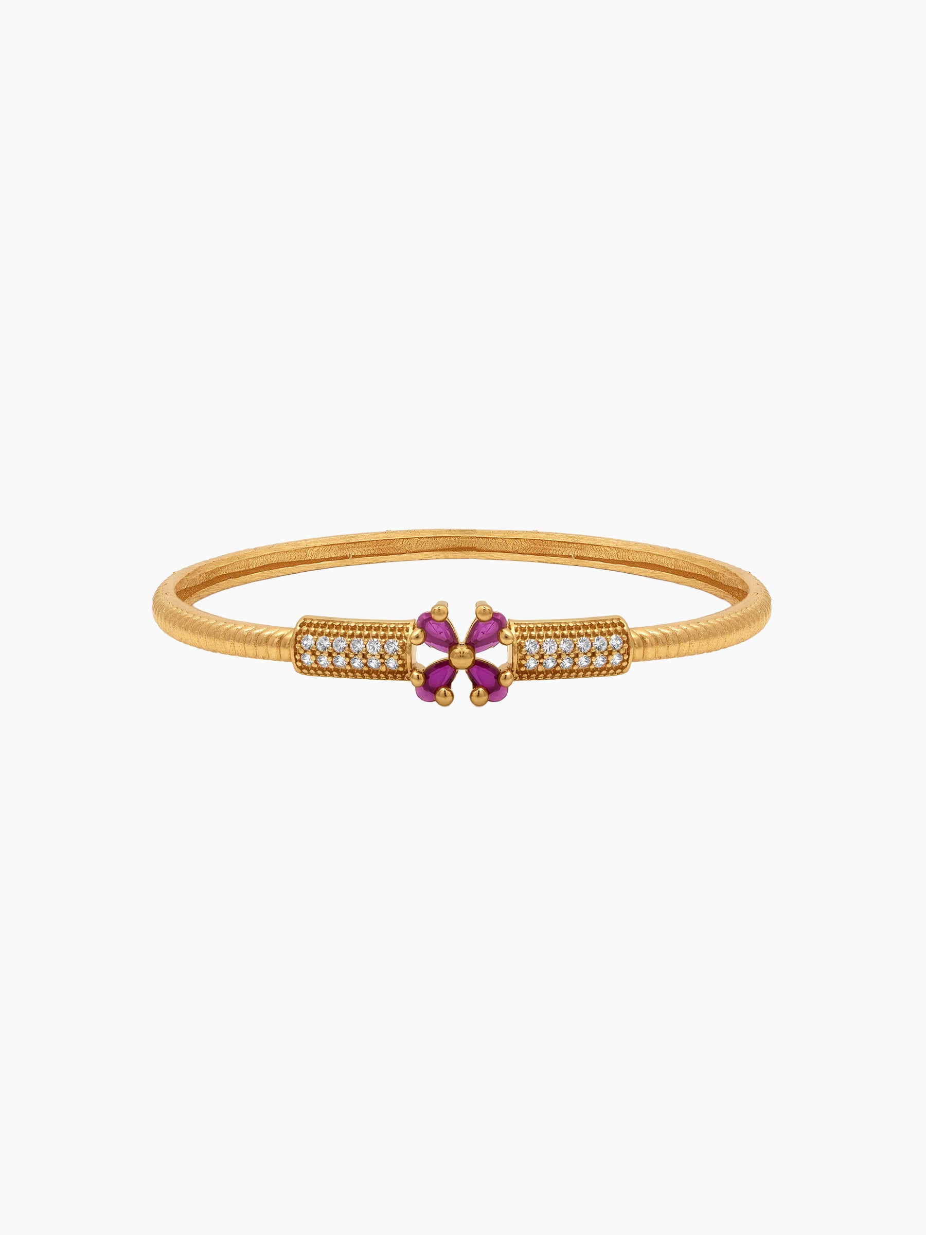 Kanika Pink Floral Gold Women's Bangles (Set Of 2)