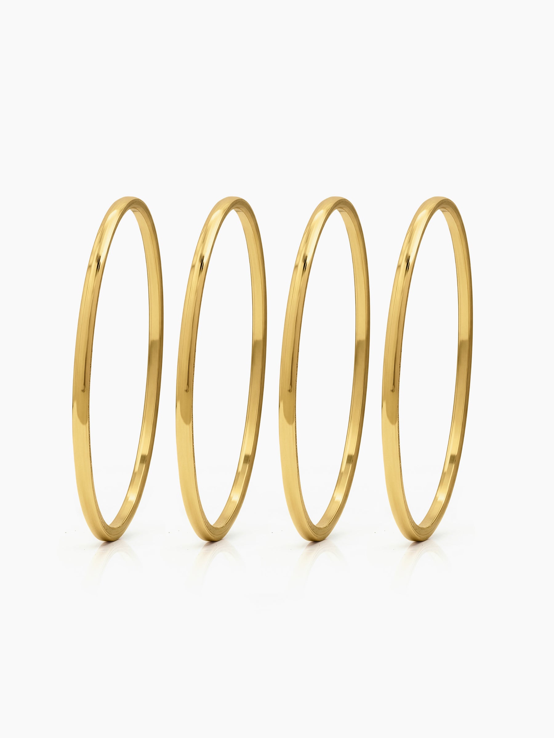 Kashvi Sleek Round Gold Set Of 4 Women's 2/4, 2/6, 2/8 Bangles