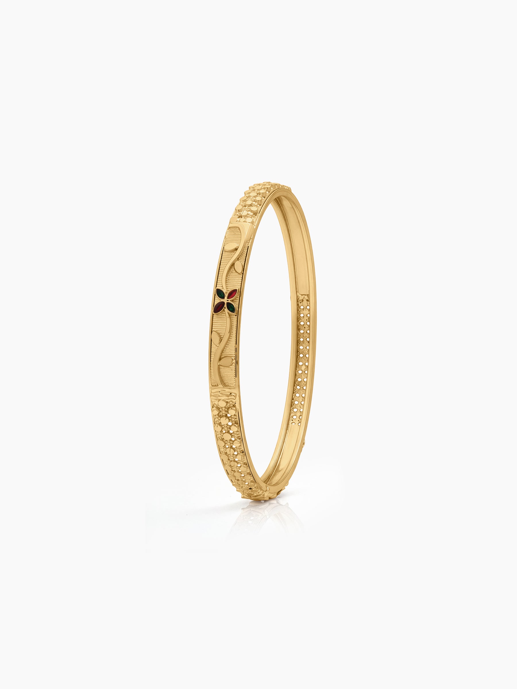 Manika Floral Textured Gold Set Of 4 Women's 2/4, 2/6, 2/8 Bangles