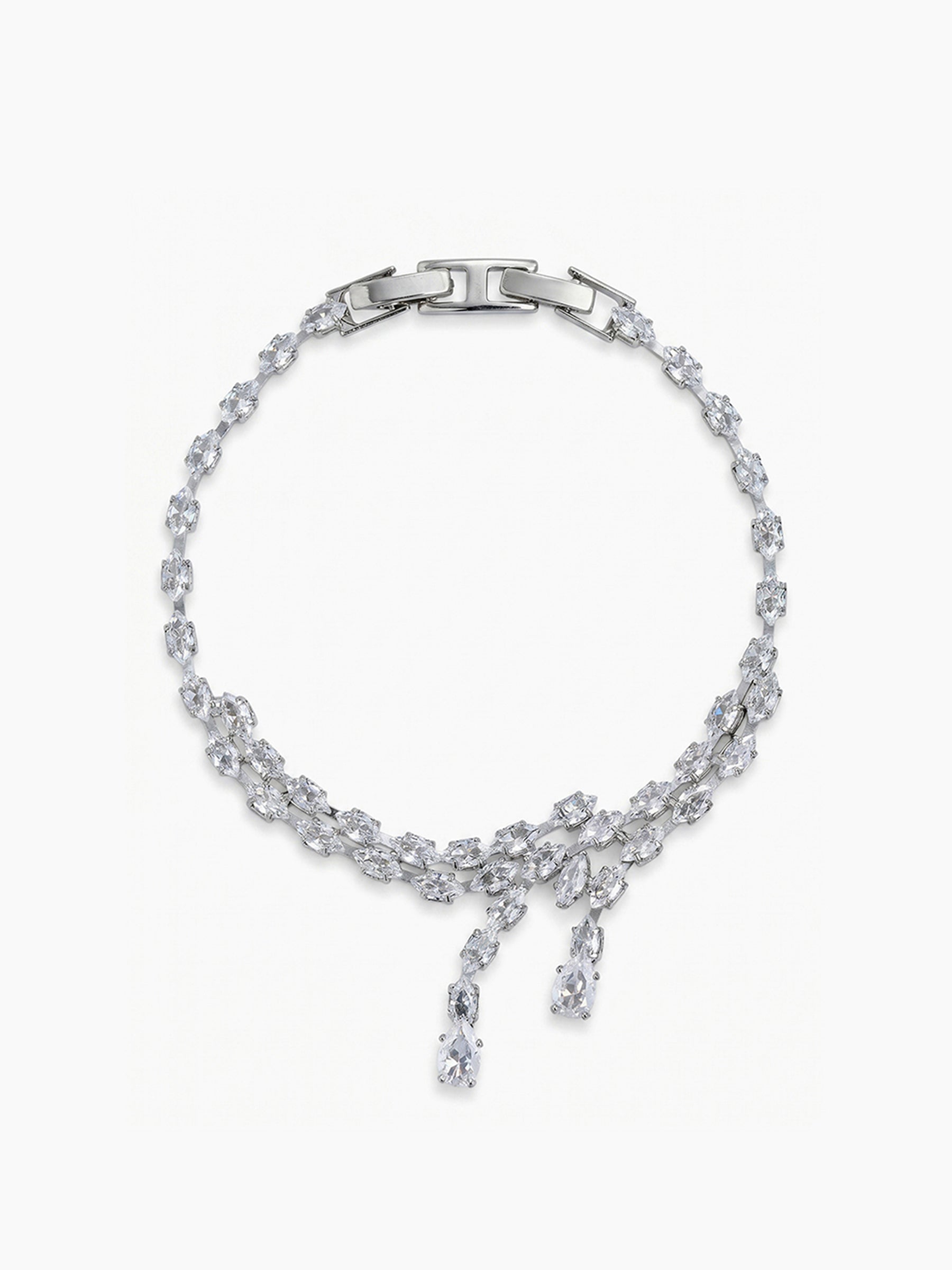 Molisha Diamond Women's Silver Jewelry Set Of 4 - Necklace, Ring, Bracelet & Earrings