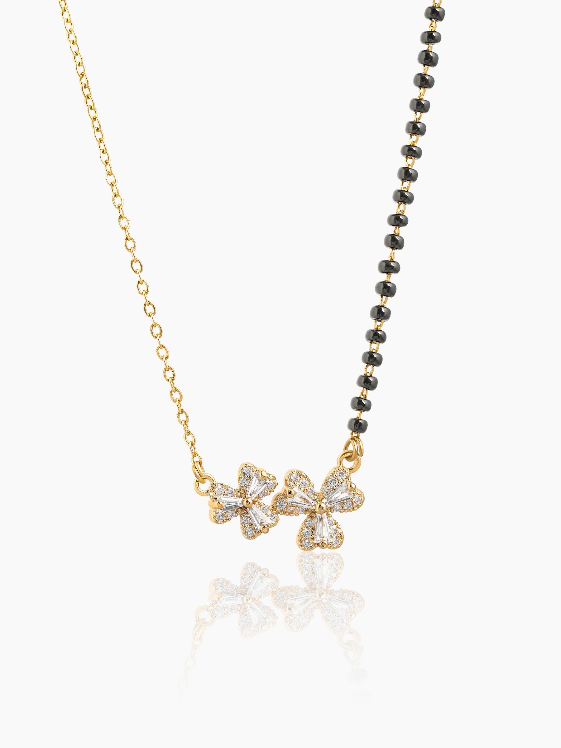 Myra Heart Flower Diamond Motifs 18K Gold Plated Mangalsutra