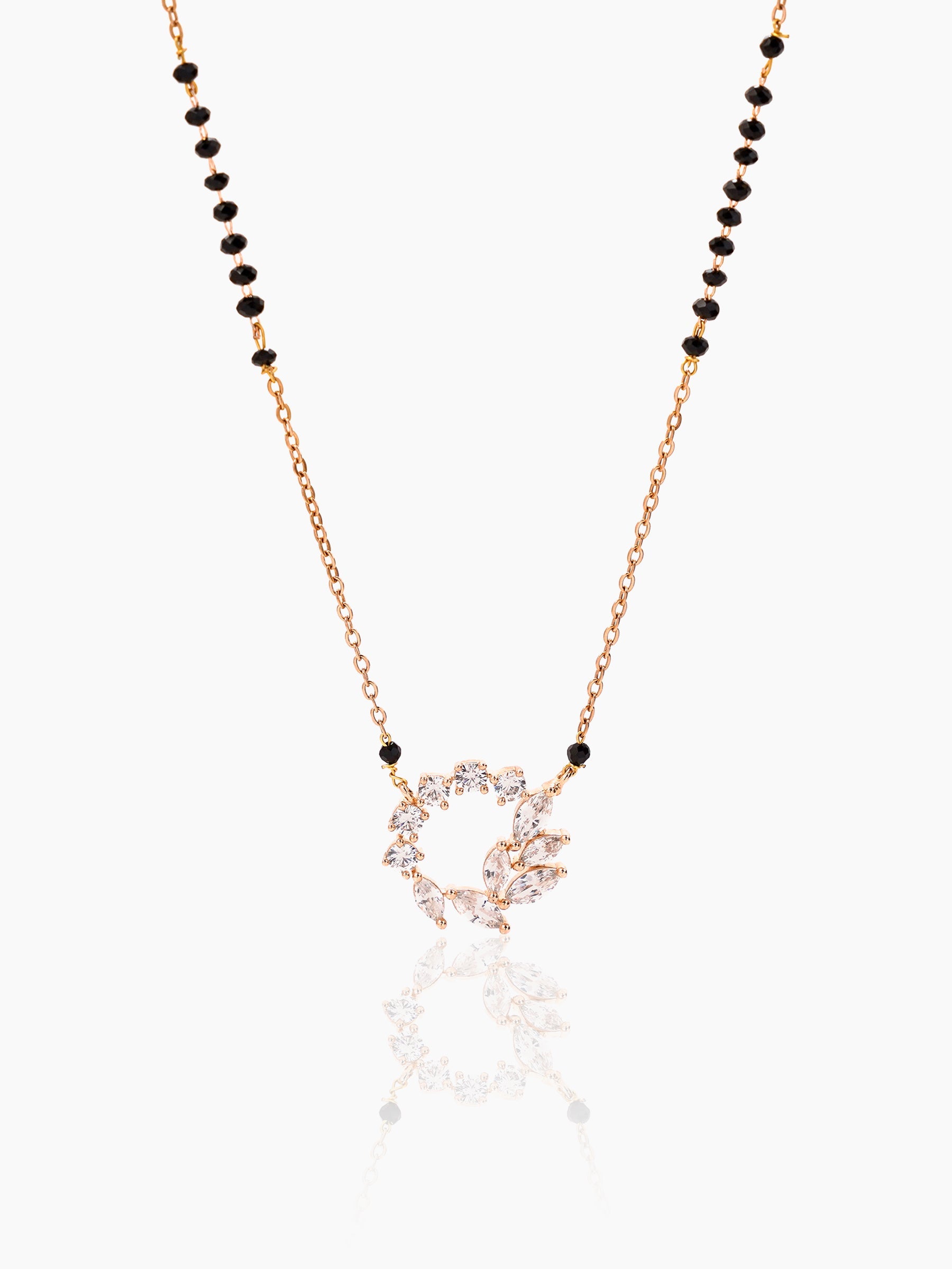 Neer Sparkling White Diamond Rosegold Plated Mangalsutra