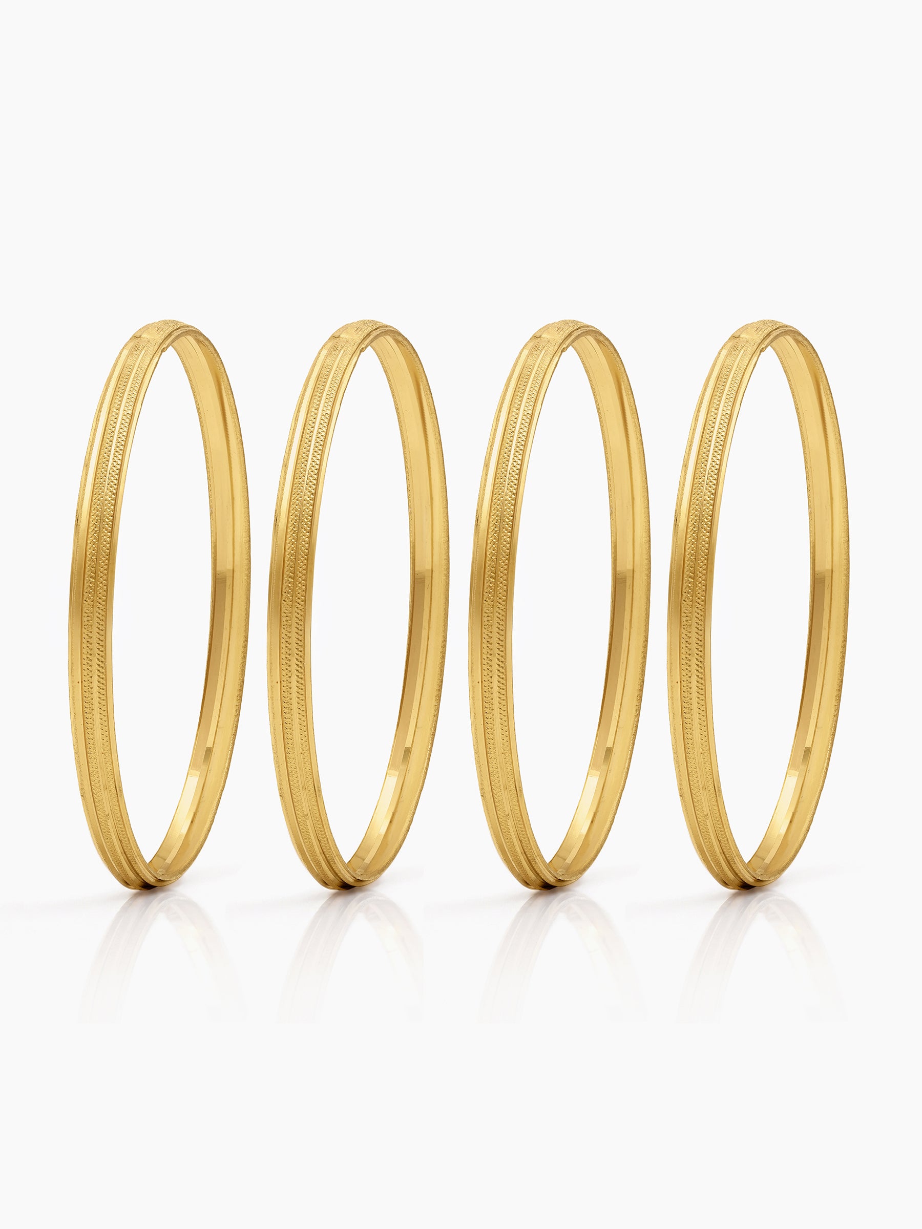 Nivita Texture Line Gold Set of 4 Women's 2/4, 2/6, 2/8 Bangles