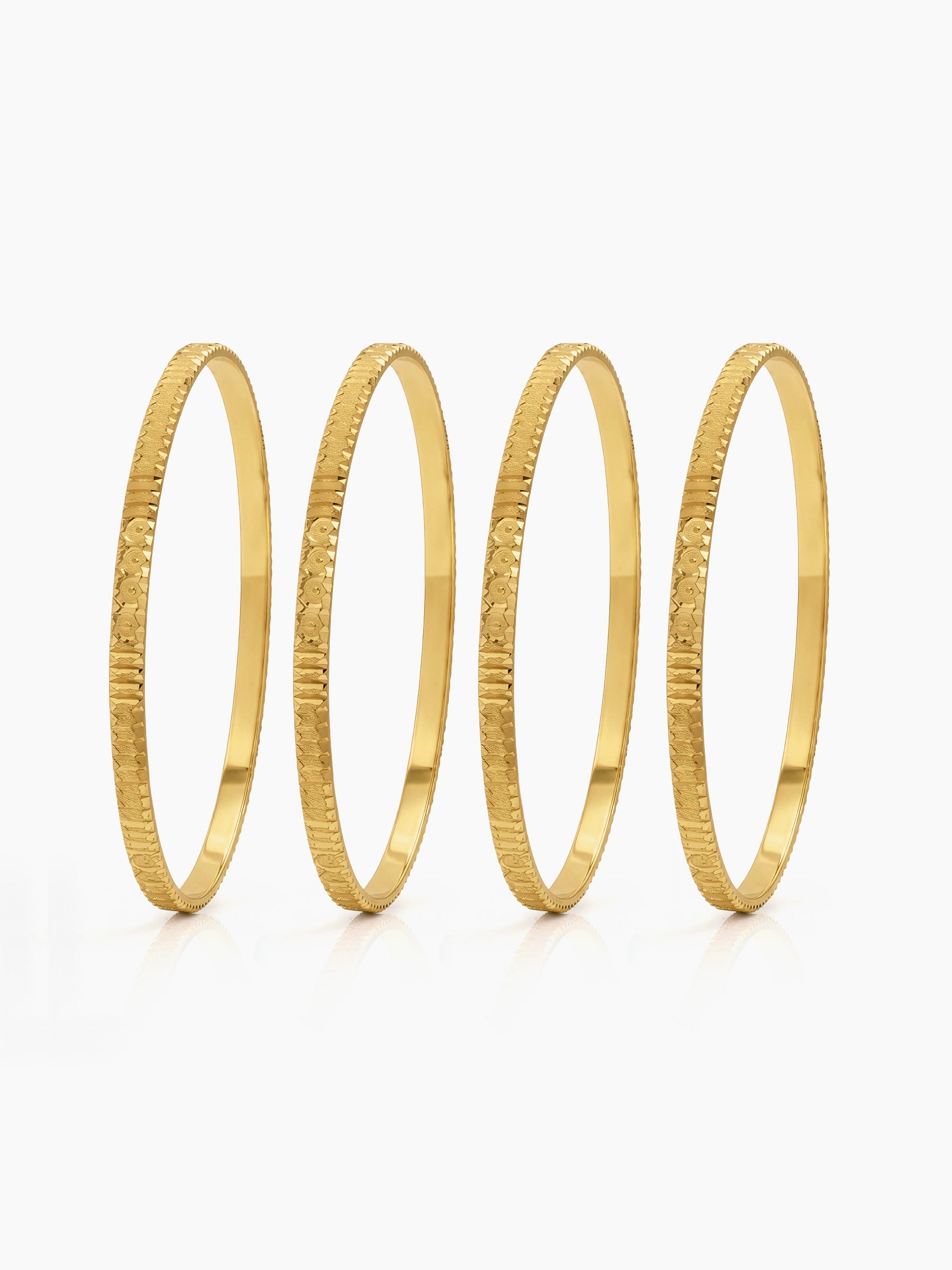 Pakhi Classic Texture Gold Set Of 4 Women's 2/4, 2/6, 2/8 Bangles