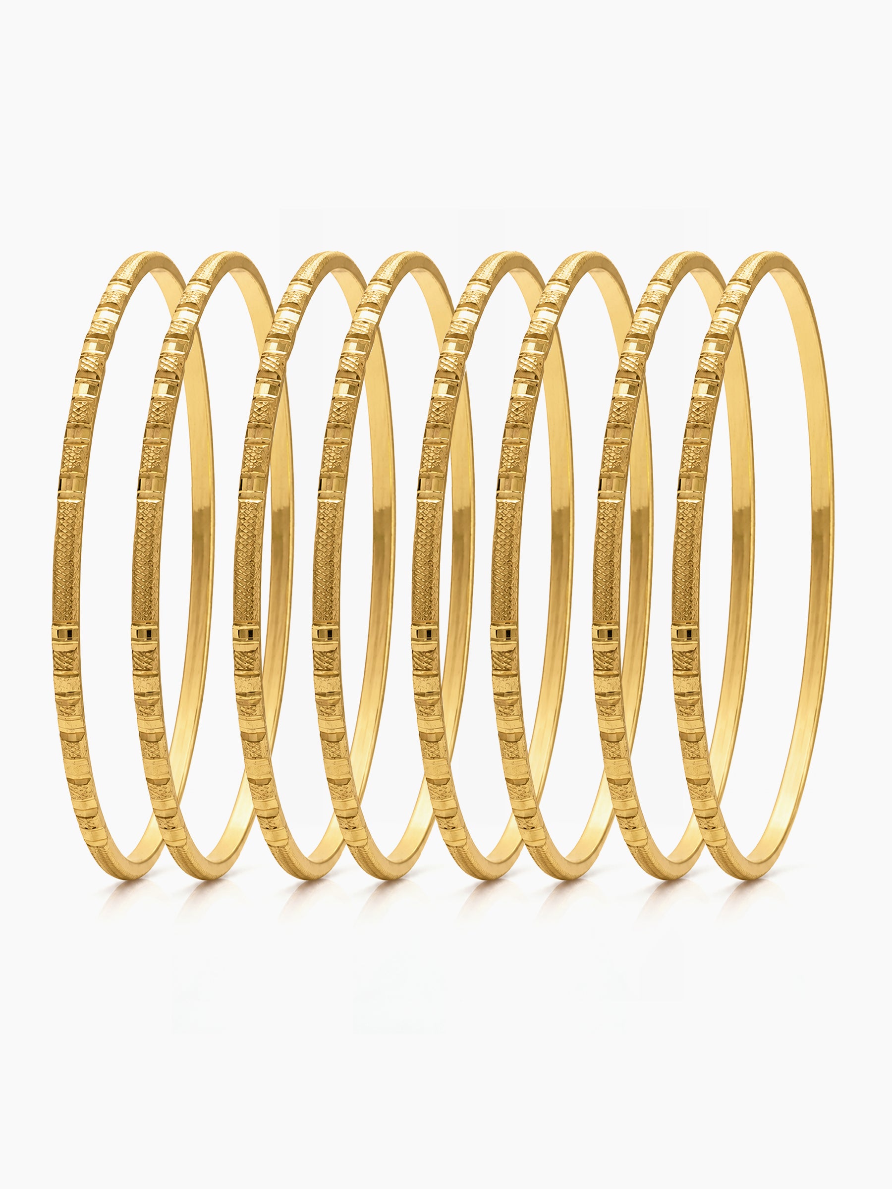 Pankti Textured Gold Set Of 8 Women's 2/4, 2/6, 2/8 Bangles
