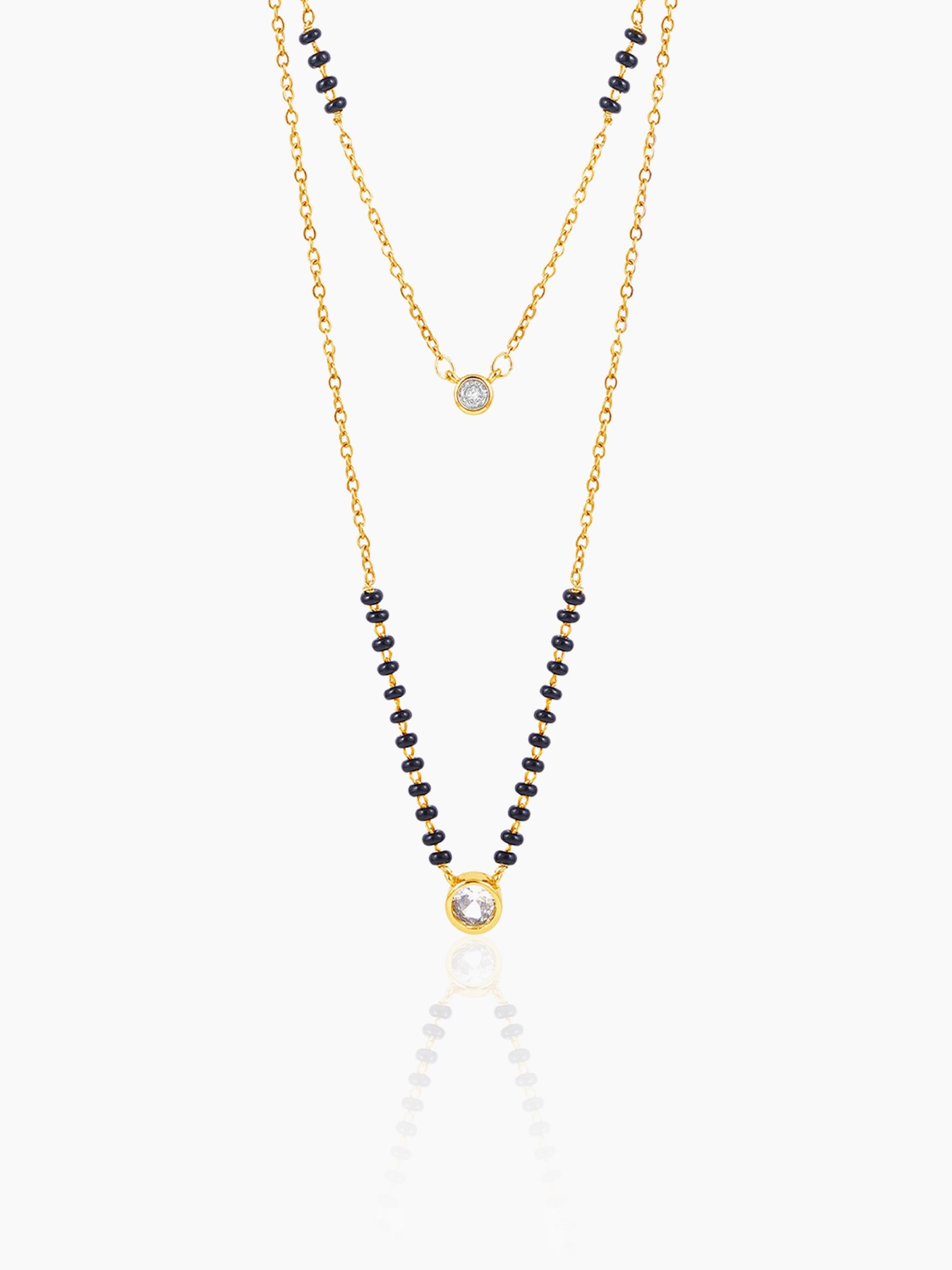 Quilla Dual Layered Diamond Stud 18K Gold Plated Mangalsutra
