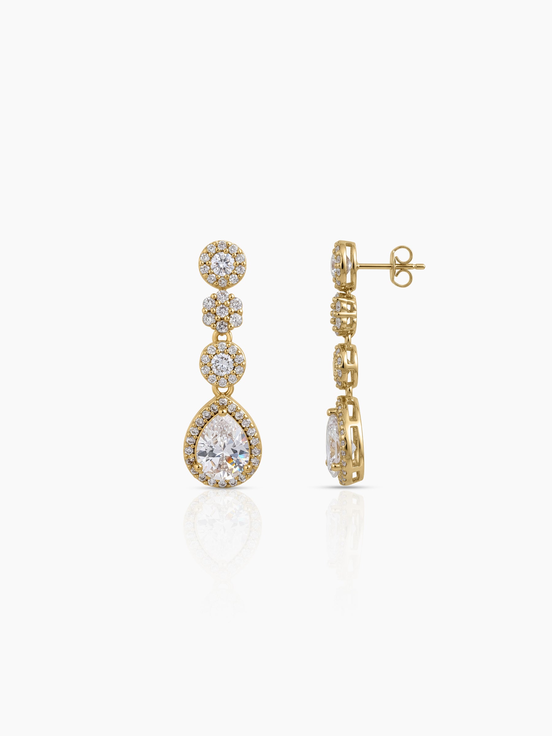 Revti Teardrop Pear Solitaire Diamond Gold Women's Jewelry Set Of 2 - Necklace & Earrings