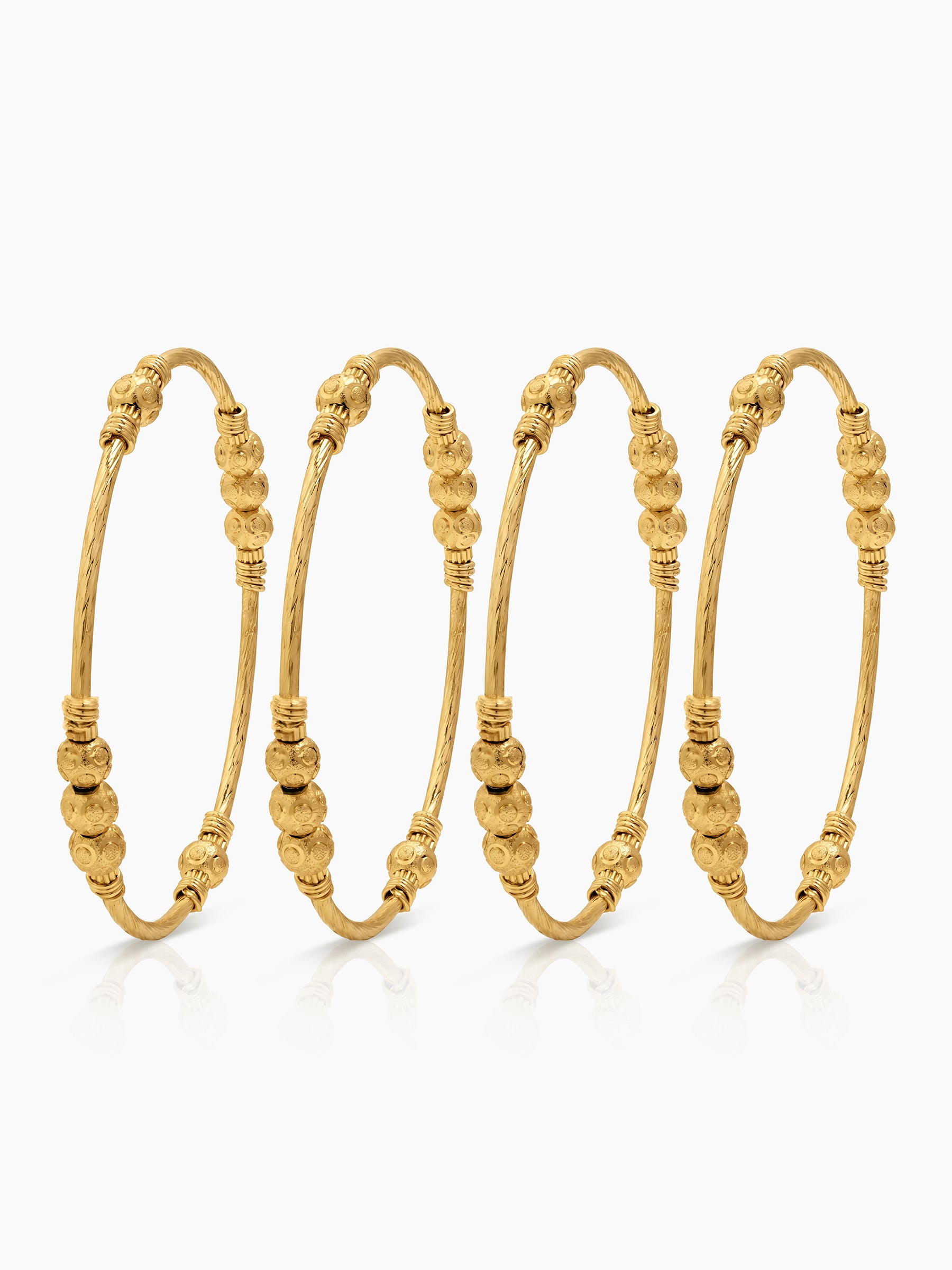 Roshni Gold Beads Set Of 4 Women's 2/4, 2/6, 2/8 Bangles