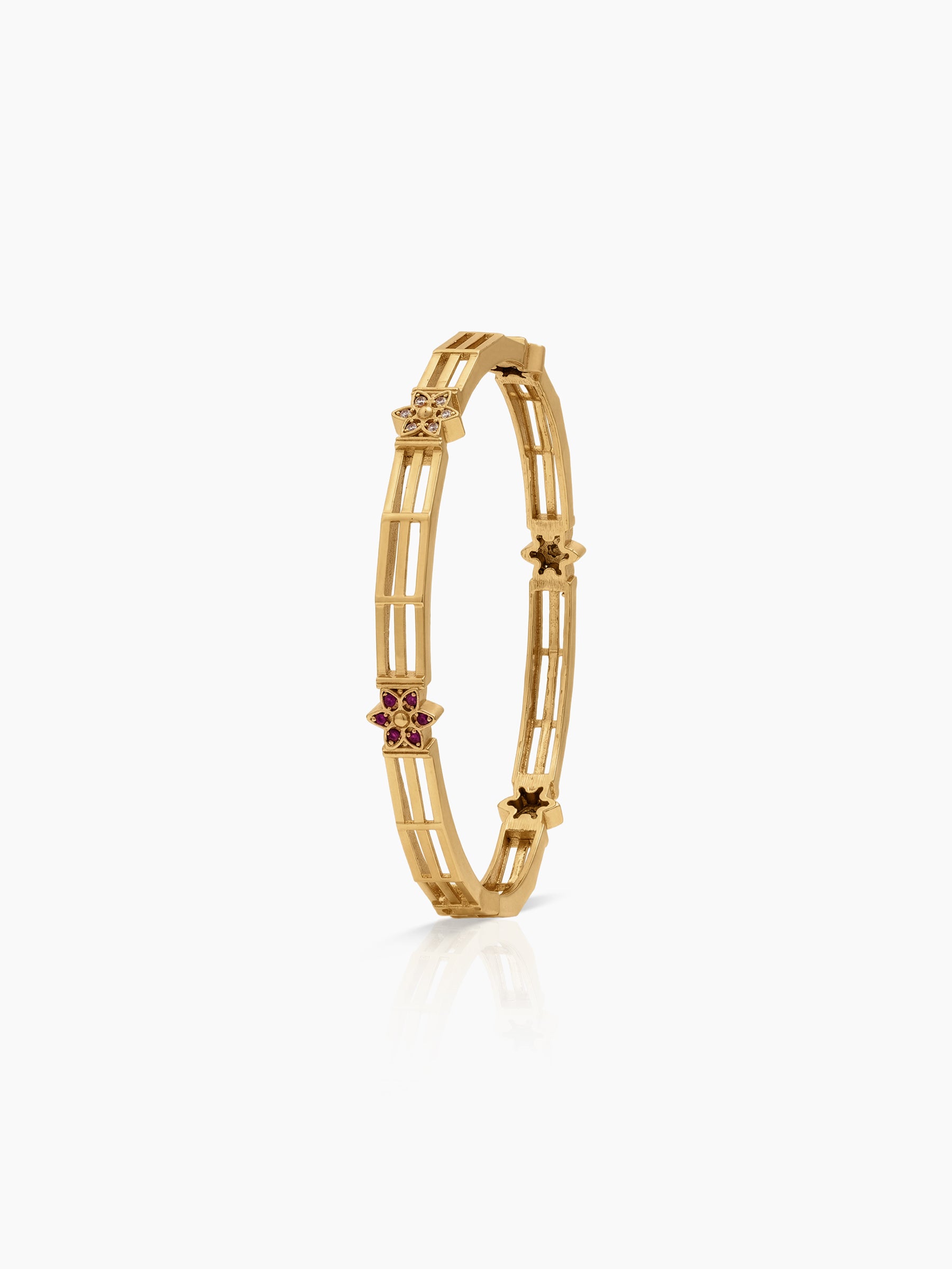 Ruchika Floral Bar Gold Set Of 2 Women's 2/4, 2/6, 2/8 Bangles