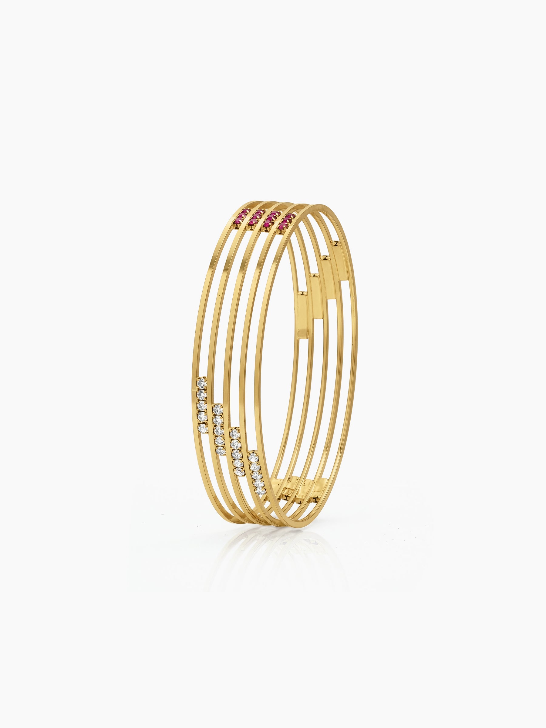 Saanvika Multi-Line Diamond Gold Set Of 2 Women's 2/4, 2/6, 2/8 Bangles