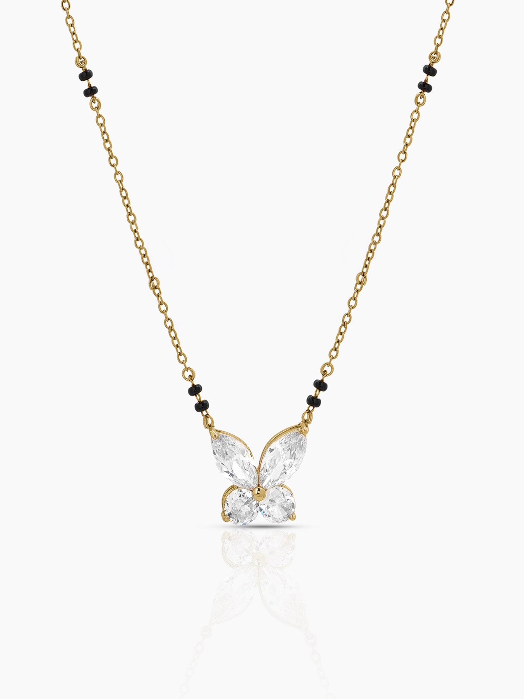 Siya Diamond Solitaire Butterfly Charm 18K Gold Plated Mangalsutra