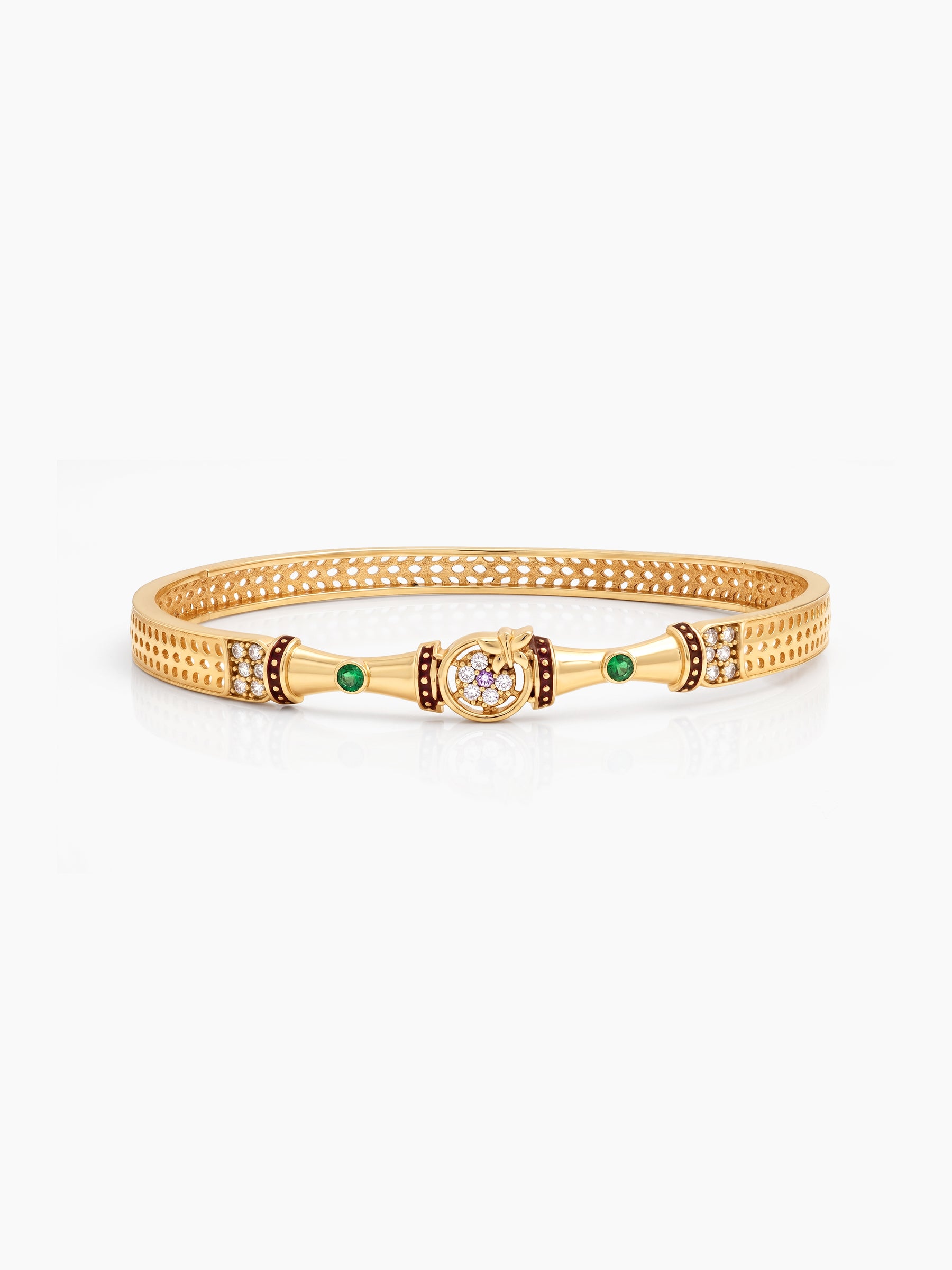Smita Green Red Stone Color Diamond Gold Set Of 2 Women's 2/4, 2/6, 2/8 Bangles