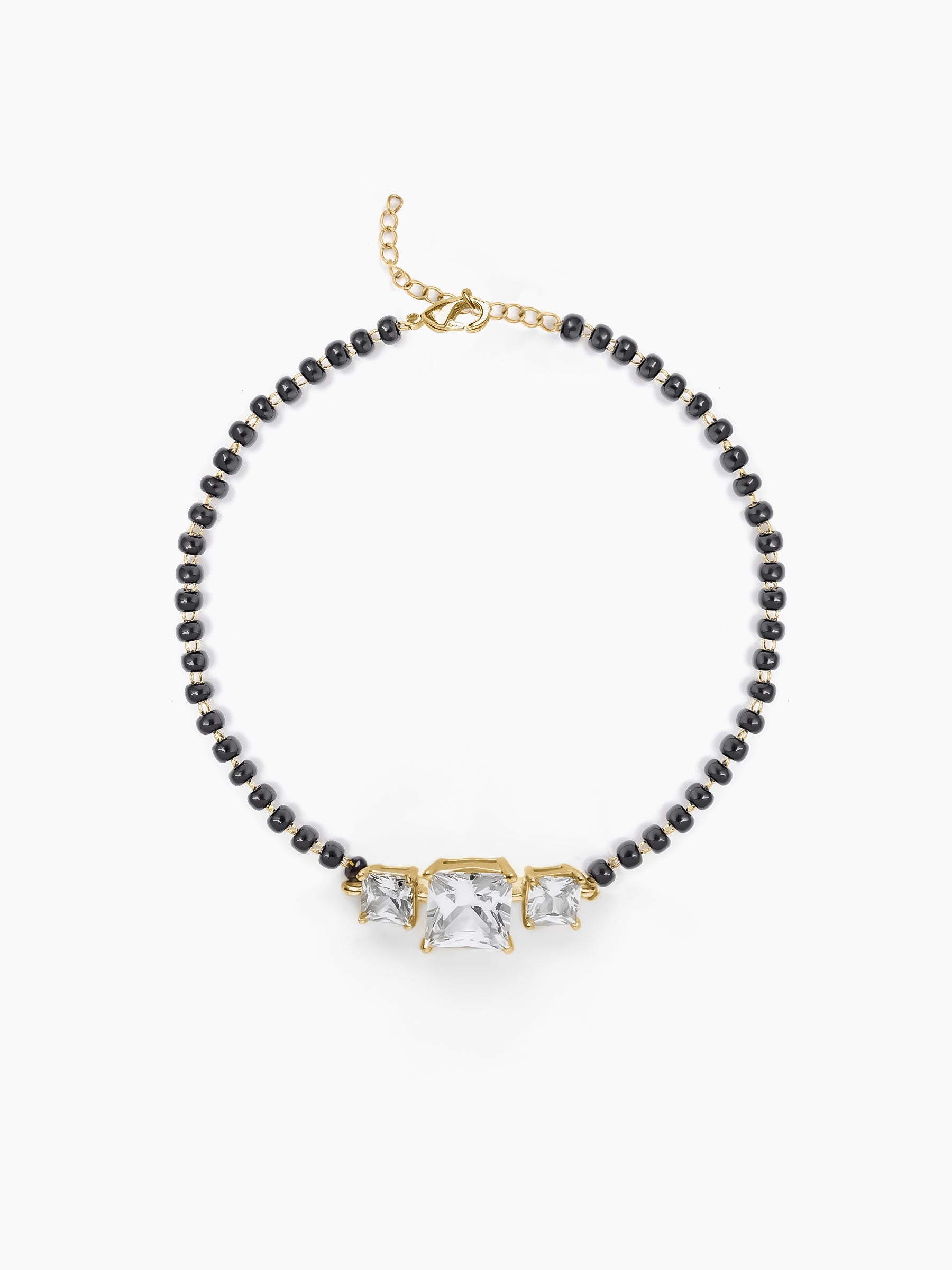 Square Cut Trio Diamond Solitaire 18K Gold Plated Mangalsutra Bracelets