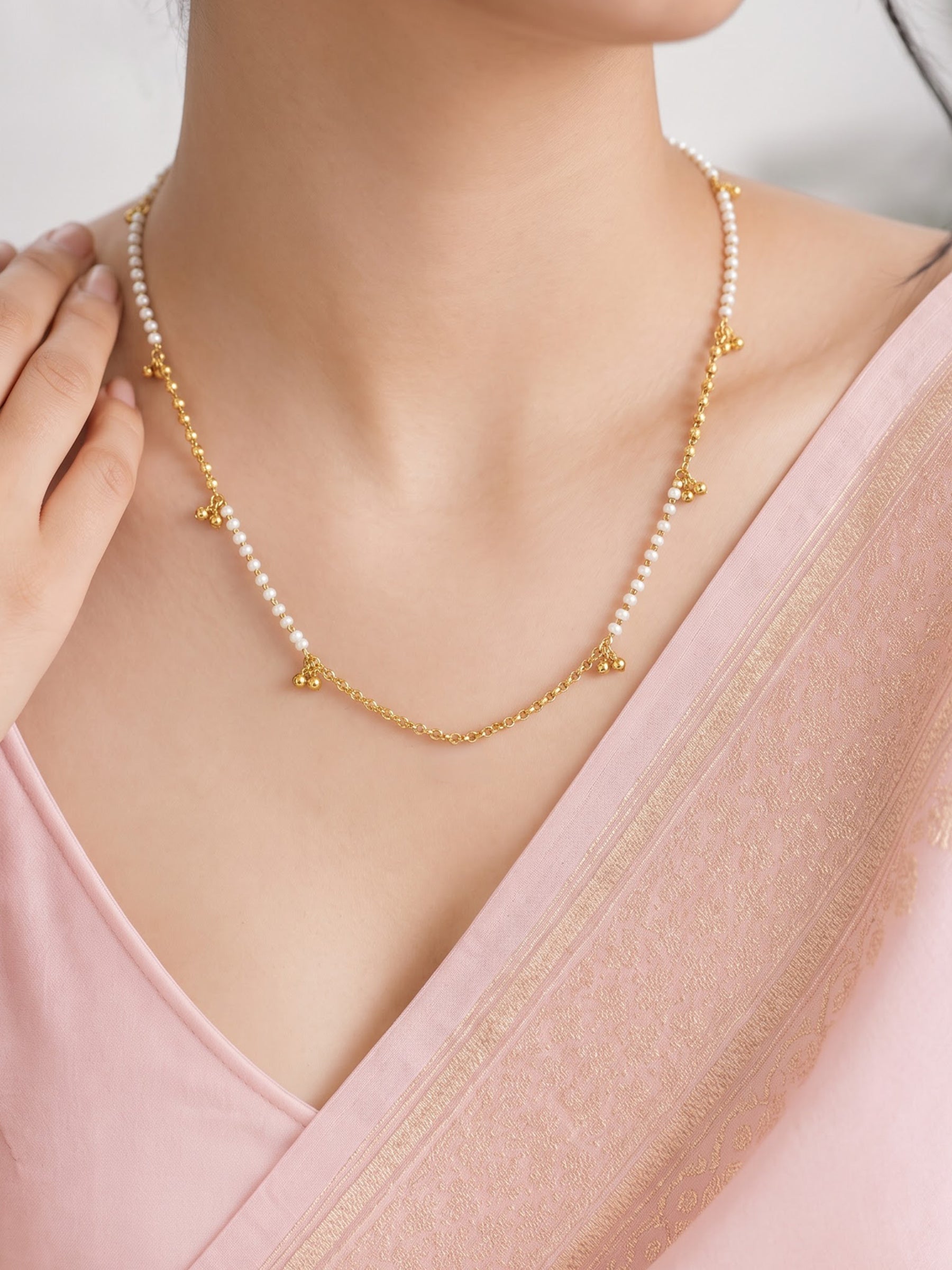 Swati Pearl Beaded Charms Gold Women's Chain