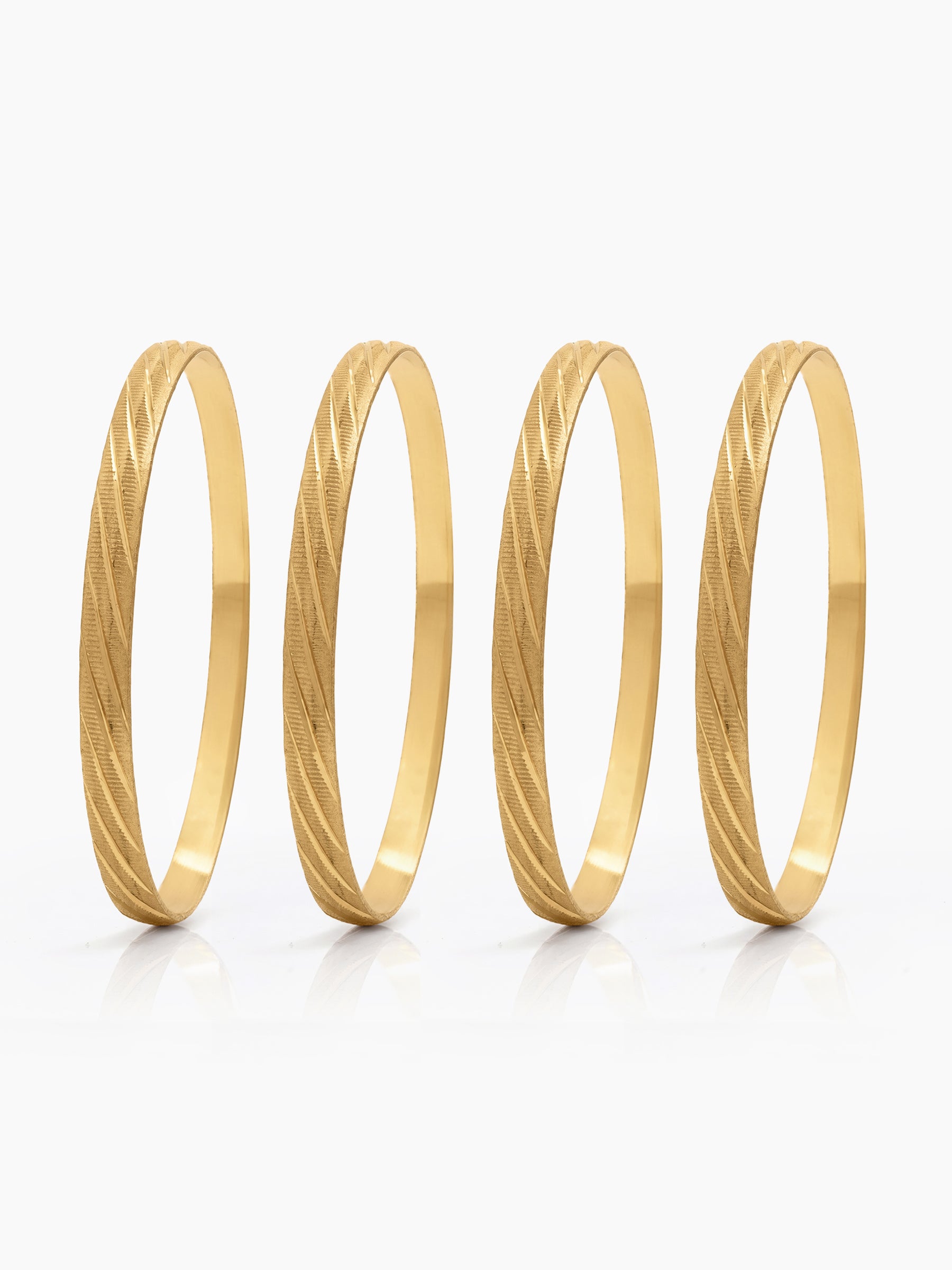 Tanvika Texture Gold Set Of 4 Women's 2/4, 2/6, 2/8 Bangles