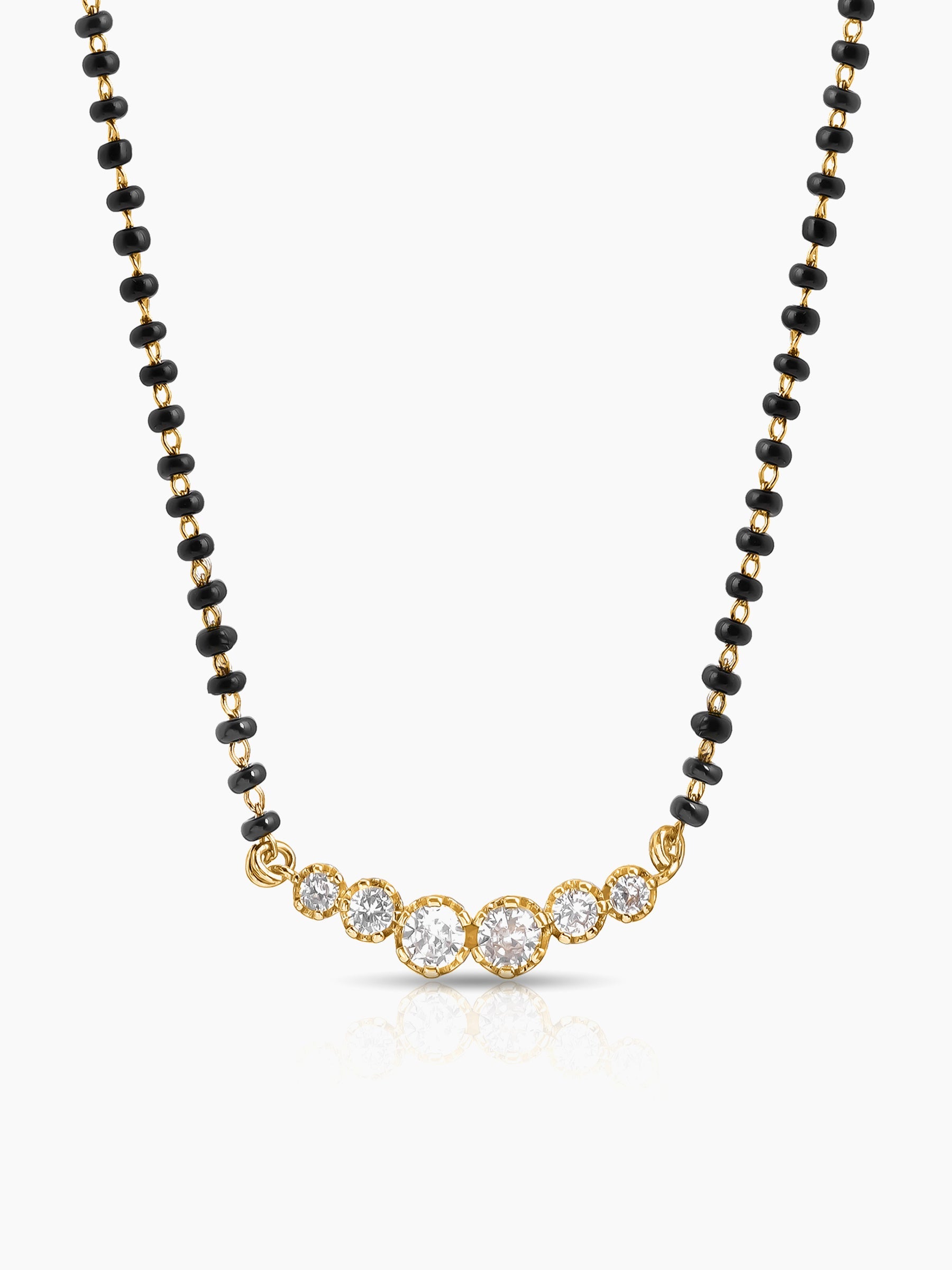 Tesha Round CZ Diamond Bar 18K Gold Plated Mangalsutra