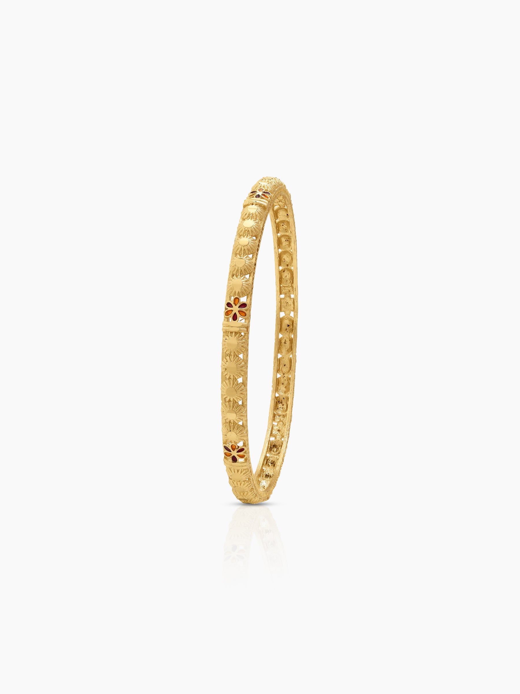 Vaani Sunflower Motif Gold Set Of 4 Women's 2/4, 2/6, 2/8 Bangles
