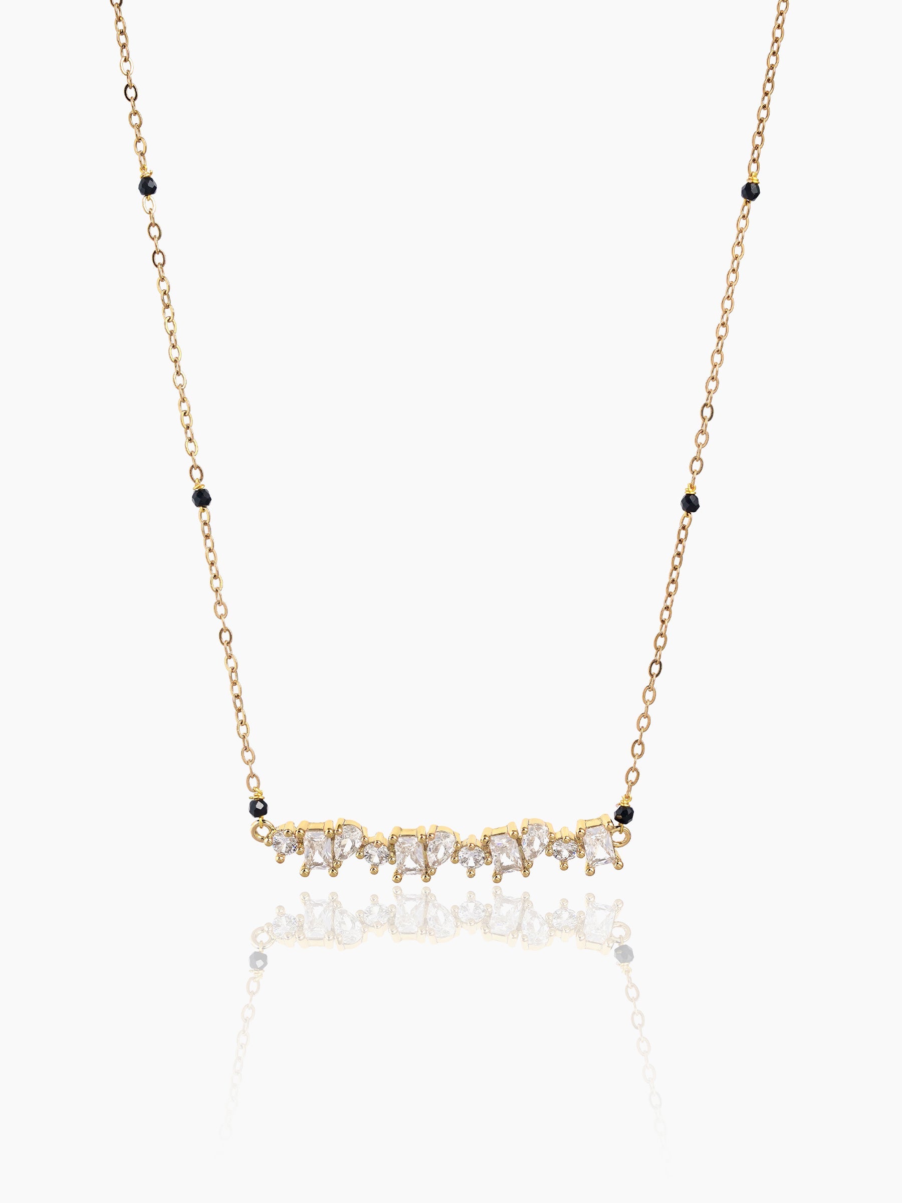 Zivelle Sparkling Diamonds Solitaire Cluster Bar 18K Gold Plated Mangalsutra