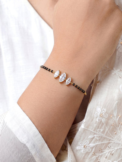 Aadhira Marquise Solitaire 18K Gold Plated Women's Mangalsutra Bracelets