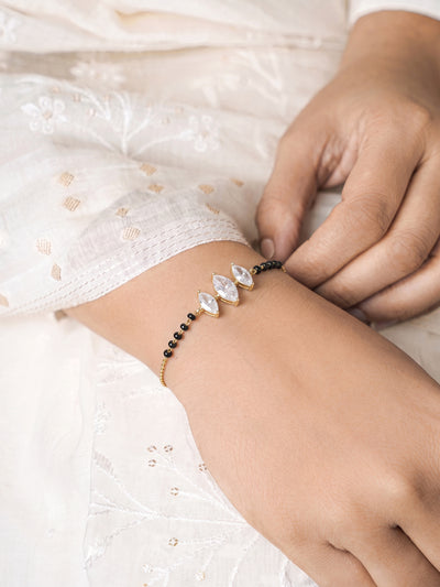 Aadhira Marquise Solitaire 18K Gold Plated Women's Mangalsutra Bracelets