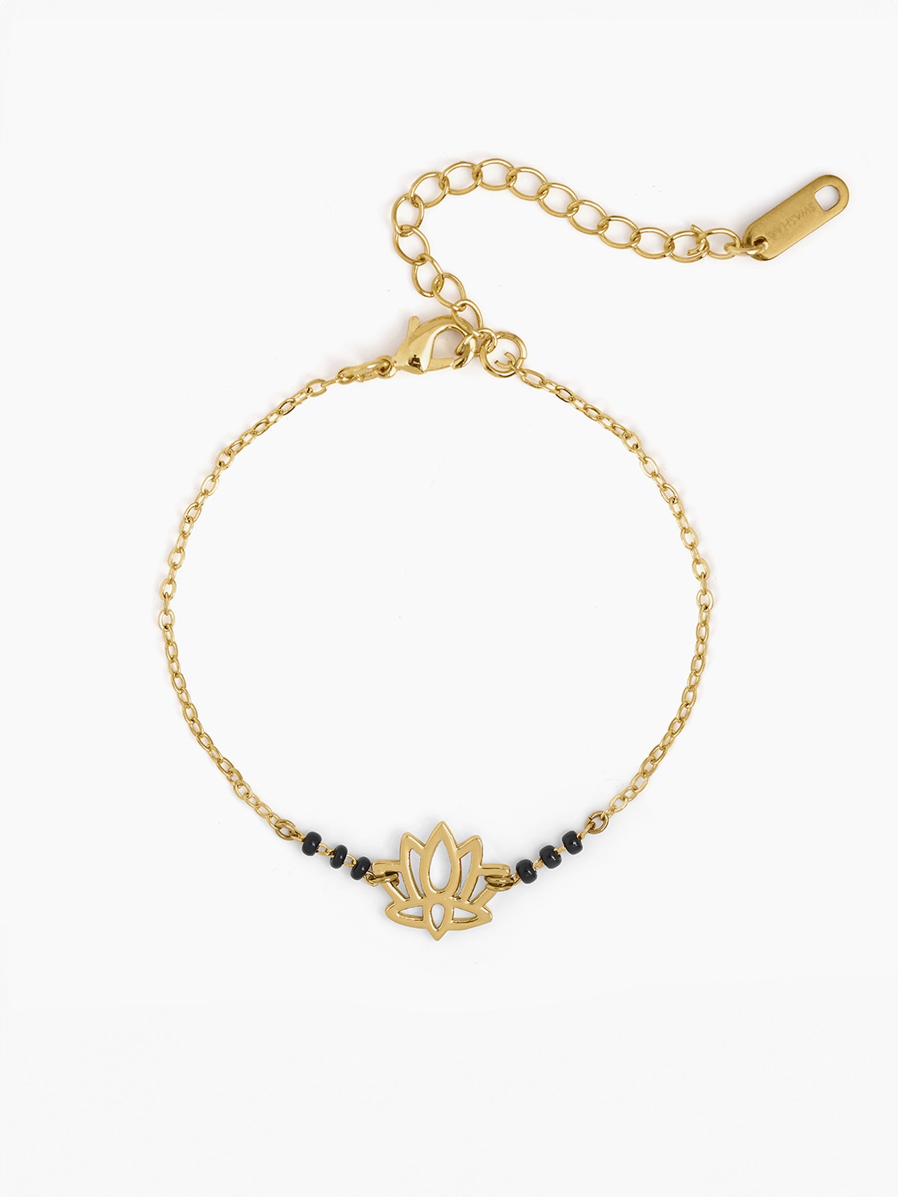 Aaradhya Lotus Motif 18K Gold Plated Mangalsutra Bracelet