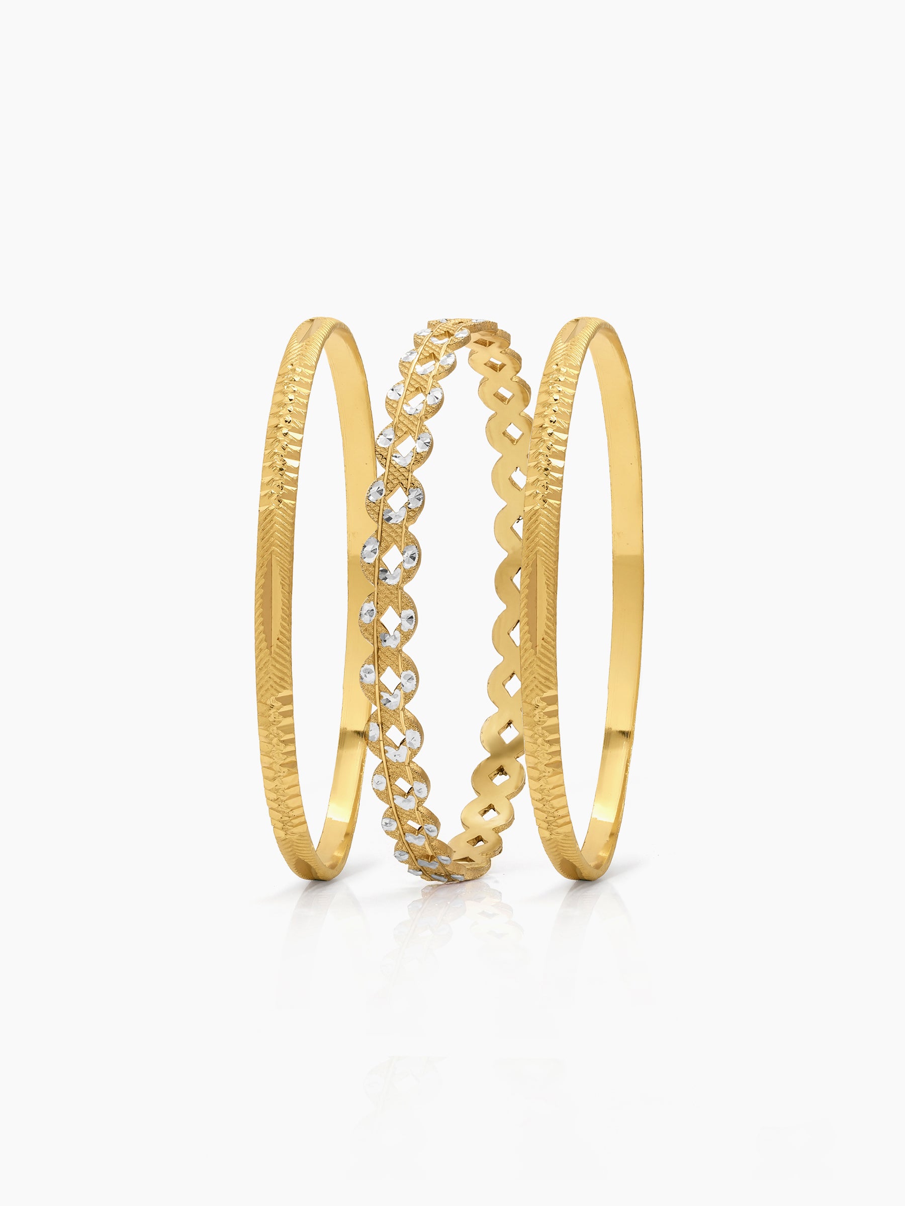 Aarohi Arrow Line, Infinity Link Texture Gold Set Of 6 Women's 2/4, 2/6, 2/8 Bangles