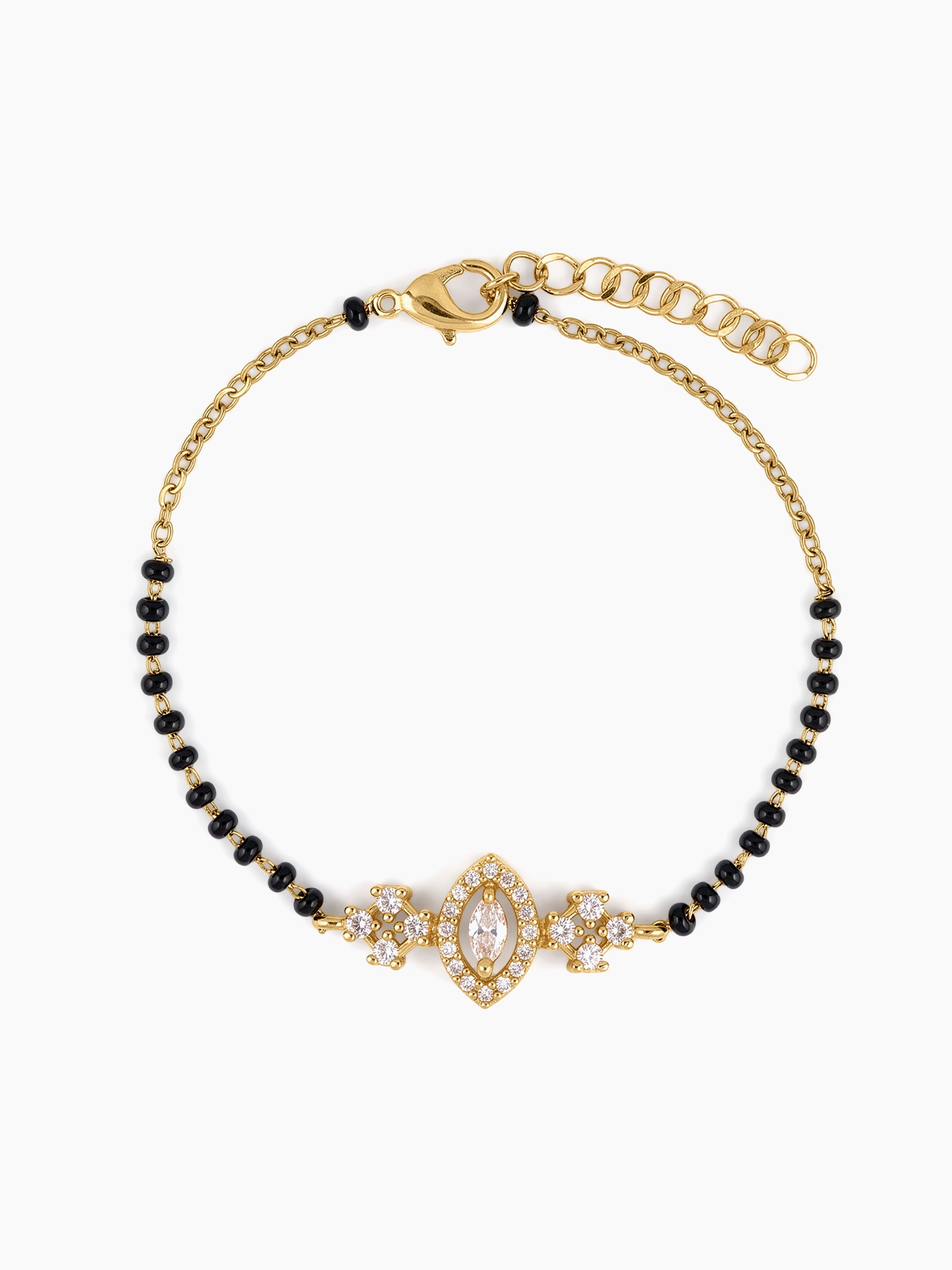 Aarshika Marquise Diamond 18K Gold Plated Women's Mangalsutra Bracelets