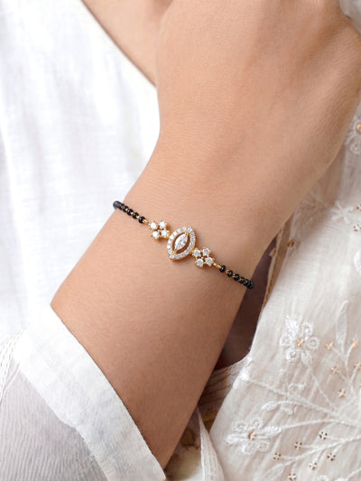 Aarshika Marquise Diamond 18K Gold Plated Women's Mangalsutra Bracelets