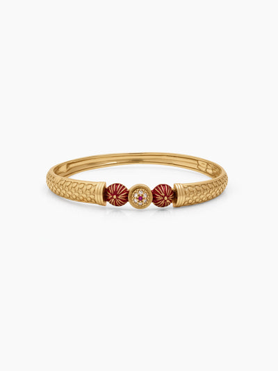 Aaruni Red Diamond Bead Gold Set Of 2 Women's 2/4, 2/6, 2/8 Bangles