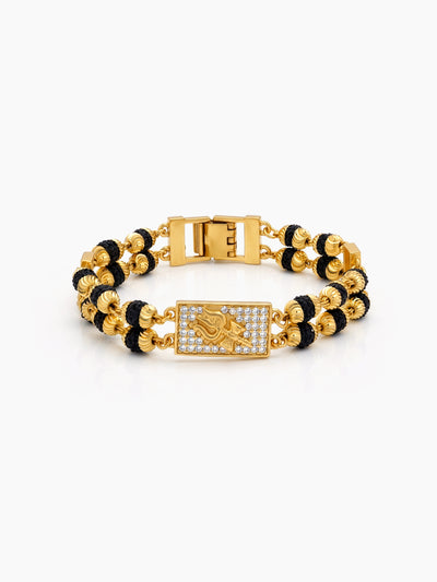 Aarush Shiv Trishul Diamond Gold Men's Rudraksh Loose Chain Bracelets