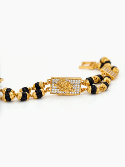 Aarush Shiv Trishul Diamond Gold Men's Rudraksh Loose Chain Bracelets