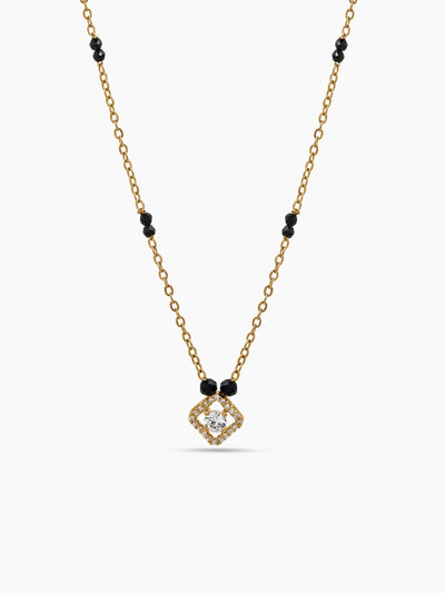 Aashvi Diamond Solitaire 18K Gold Plated  Women's Chain Pendant Mangalsutra Necklace