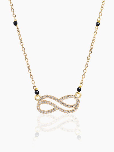 Aavya Infinity Diamond 18K Gold Plated Pendant Mangalsutra