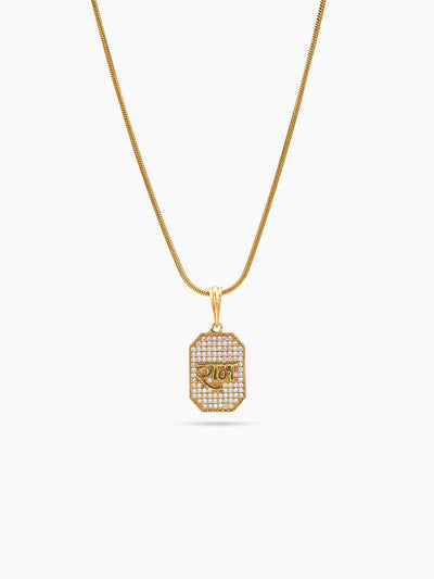 Aayodh Ram Diamond Gold Men's Round Snake Chain Pendant Necklaces