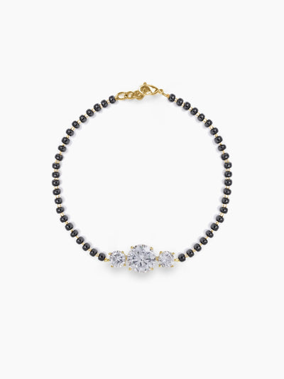 Adia Three Diamond Solitaire18K Gold Plated Mangalsutra Bracelet
