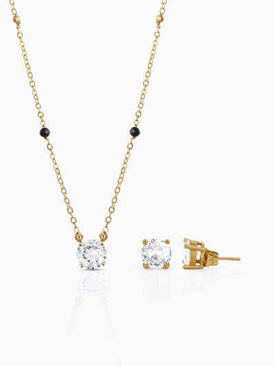 Adia 18K Gold Plated Mangalsutra Jewelry Set Of 2 - Necklace & Earrings - Swashaa