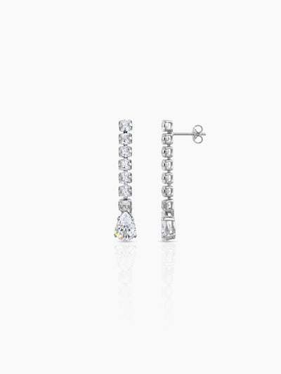 Alisha Pear Diamond Solitaire Drop Silver Women's Jewelry Set Of 4 - Necklace, Ring, Bracelet & Earrings