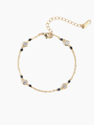 Amaira Diamond Studs Black Beads Mangalsutra Bracelet