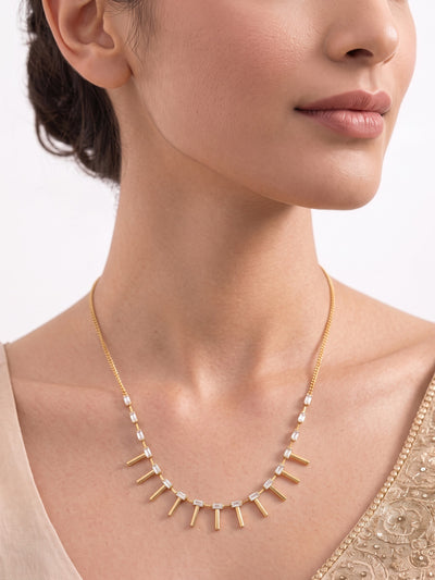 Amrita  Baguette Diamond Charm Gold Women's Chain Pendant Necklace