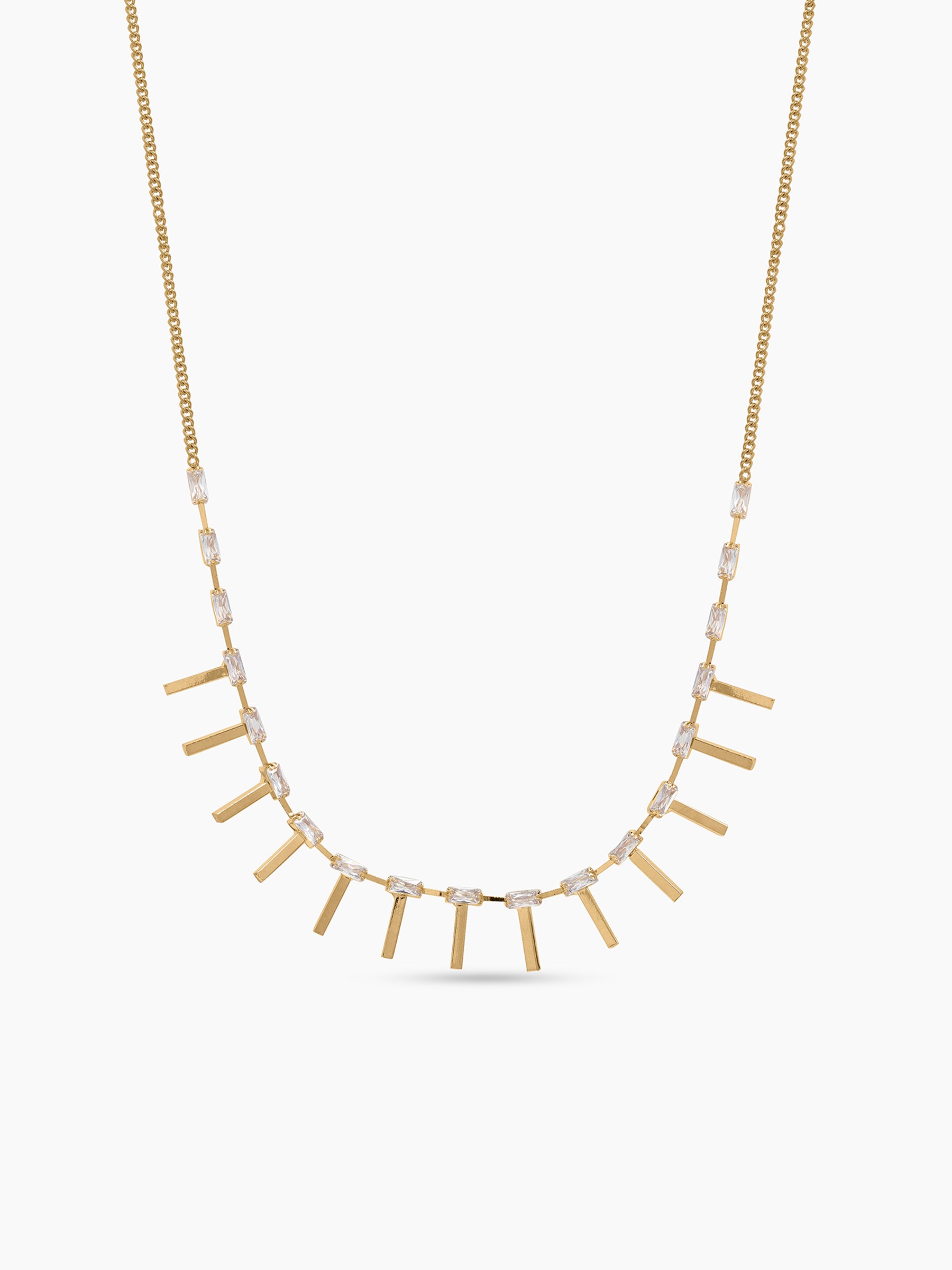 Amrita  Baguette Diamond Charm Gold Women's Chain Pendant Necklace