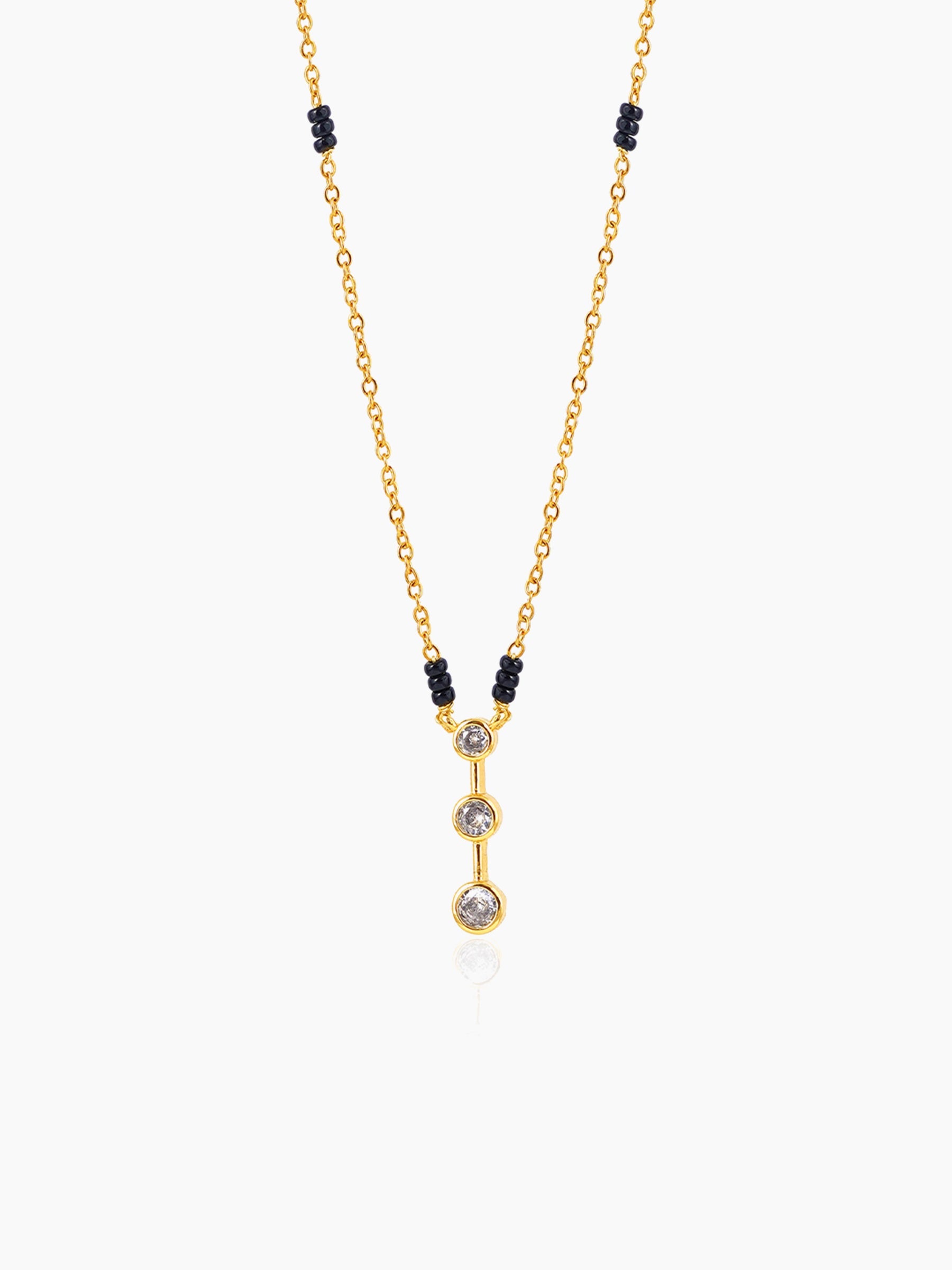 Anvitha Trinity Diamond 18K Gold Plated Pendant Mangalsutra